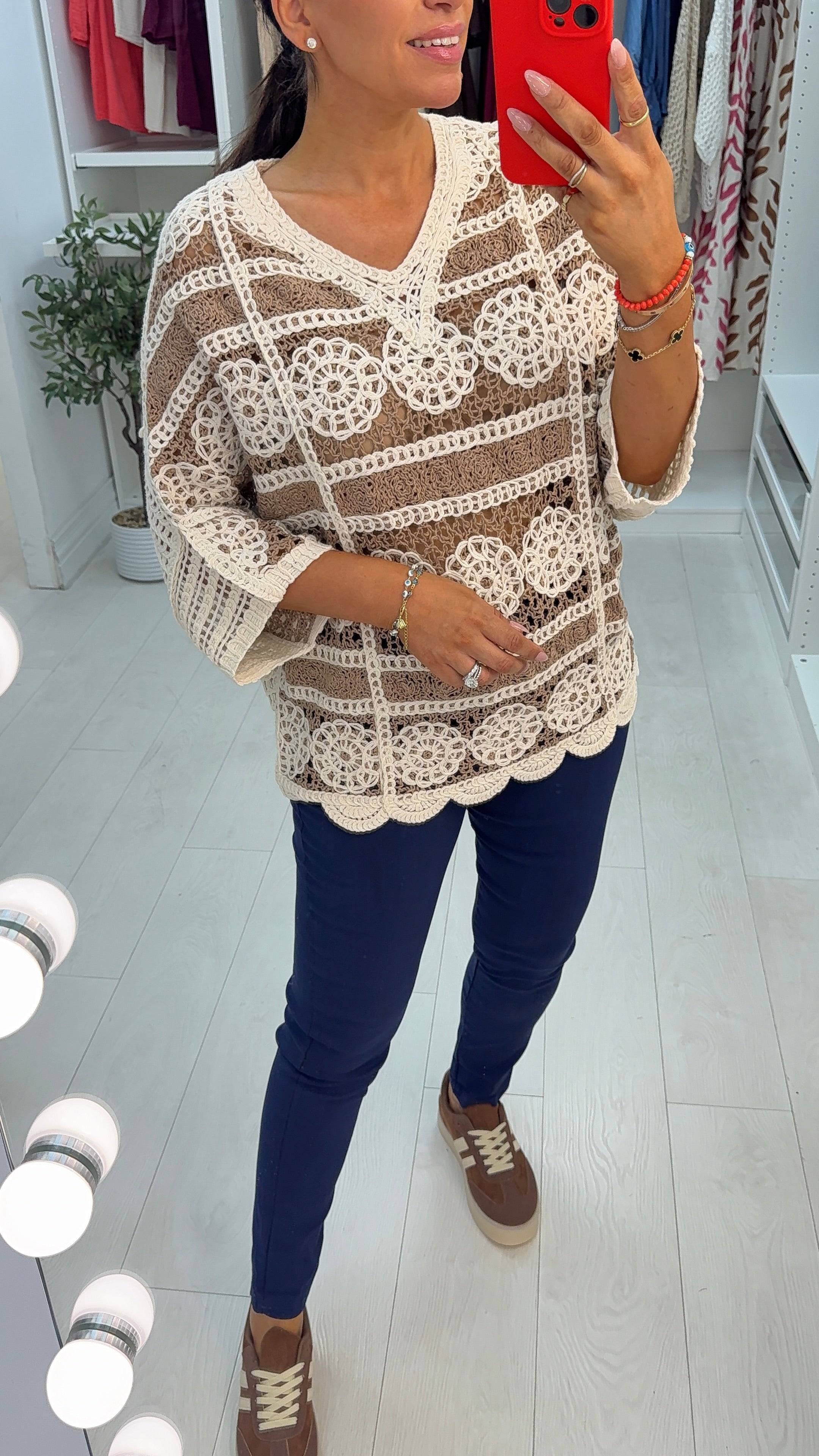 Oaklie Crochet Batwing Top