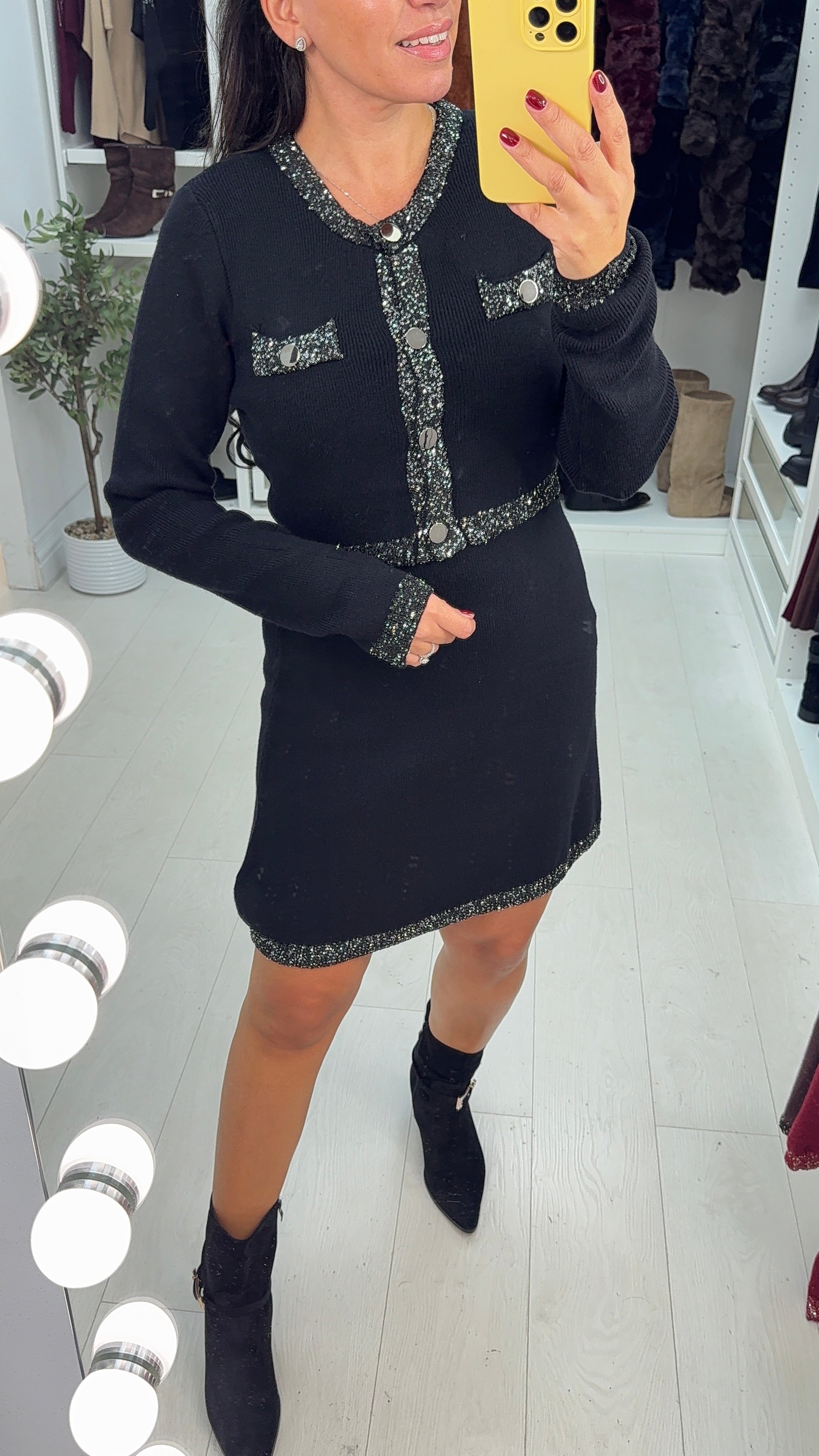 Sonia Ribbed Sequin Hem Detail 2 Piece Dress Co-Ord Set