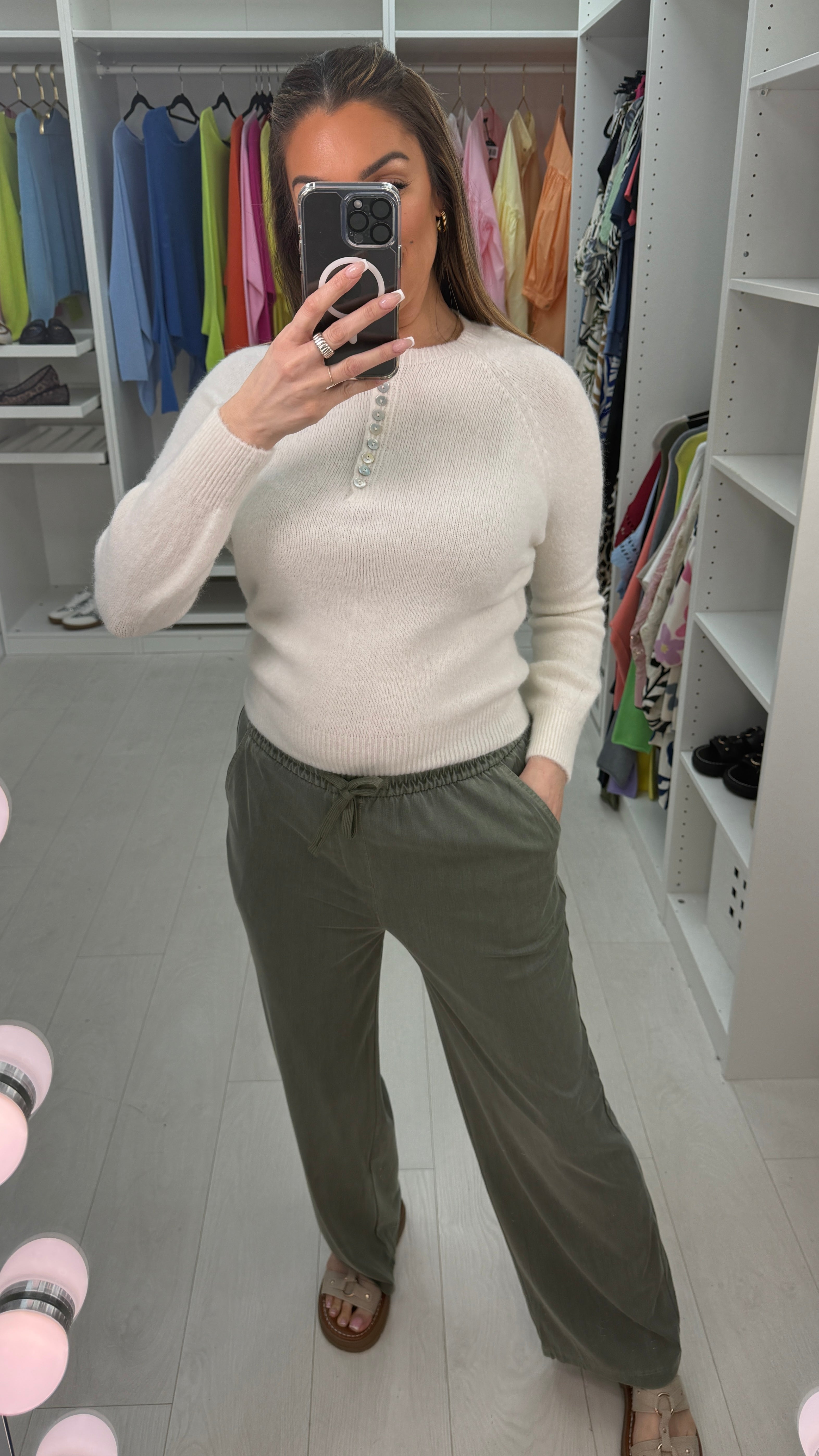 Serine Plain Elasticated Waist Straight Leg Trousers