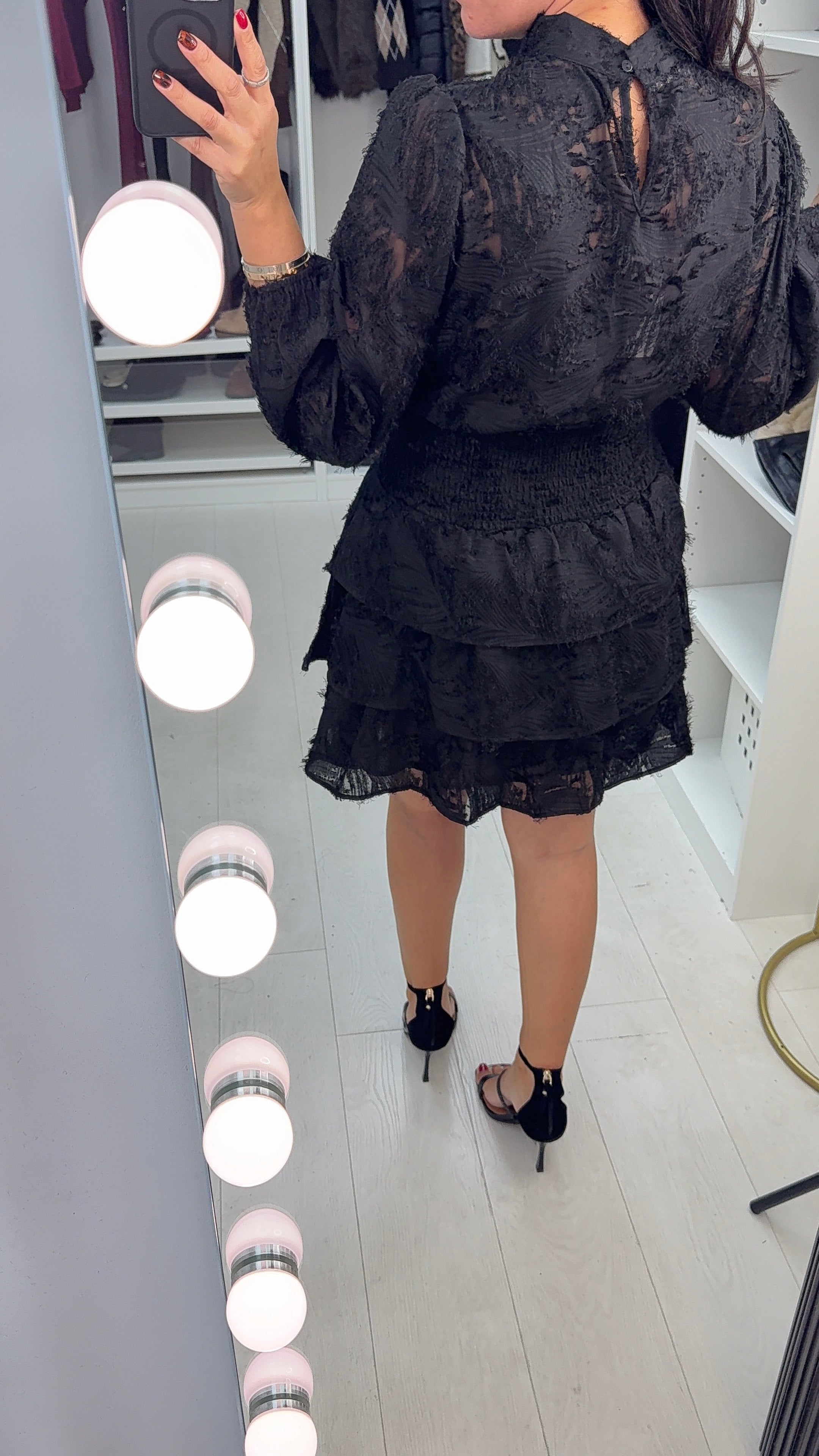 Kenia Textured Detail Shirred Waist Mini Dress