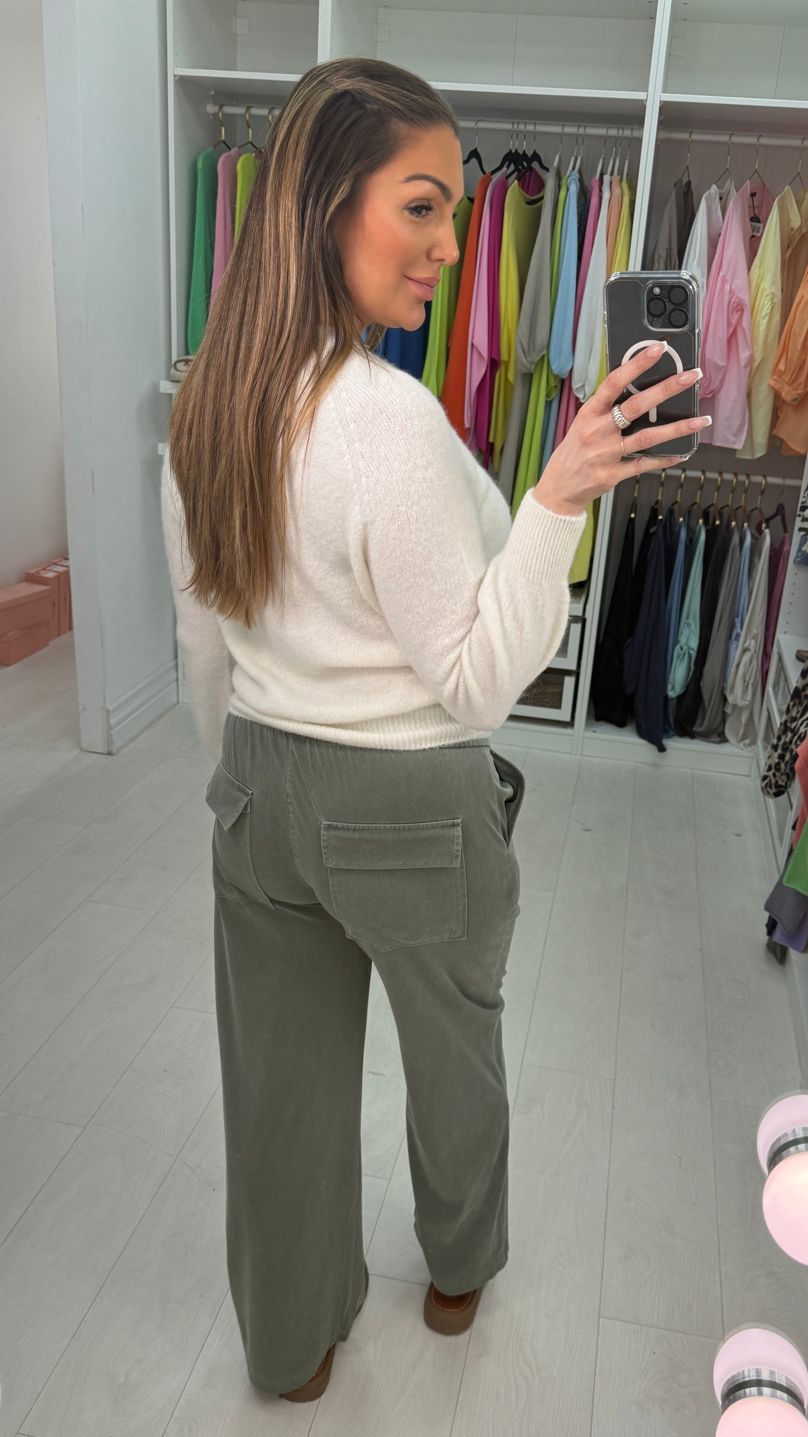 Serine Plain Elasticated Waist Straight Leg Trousers