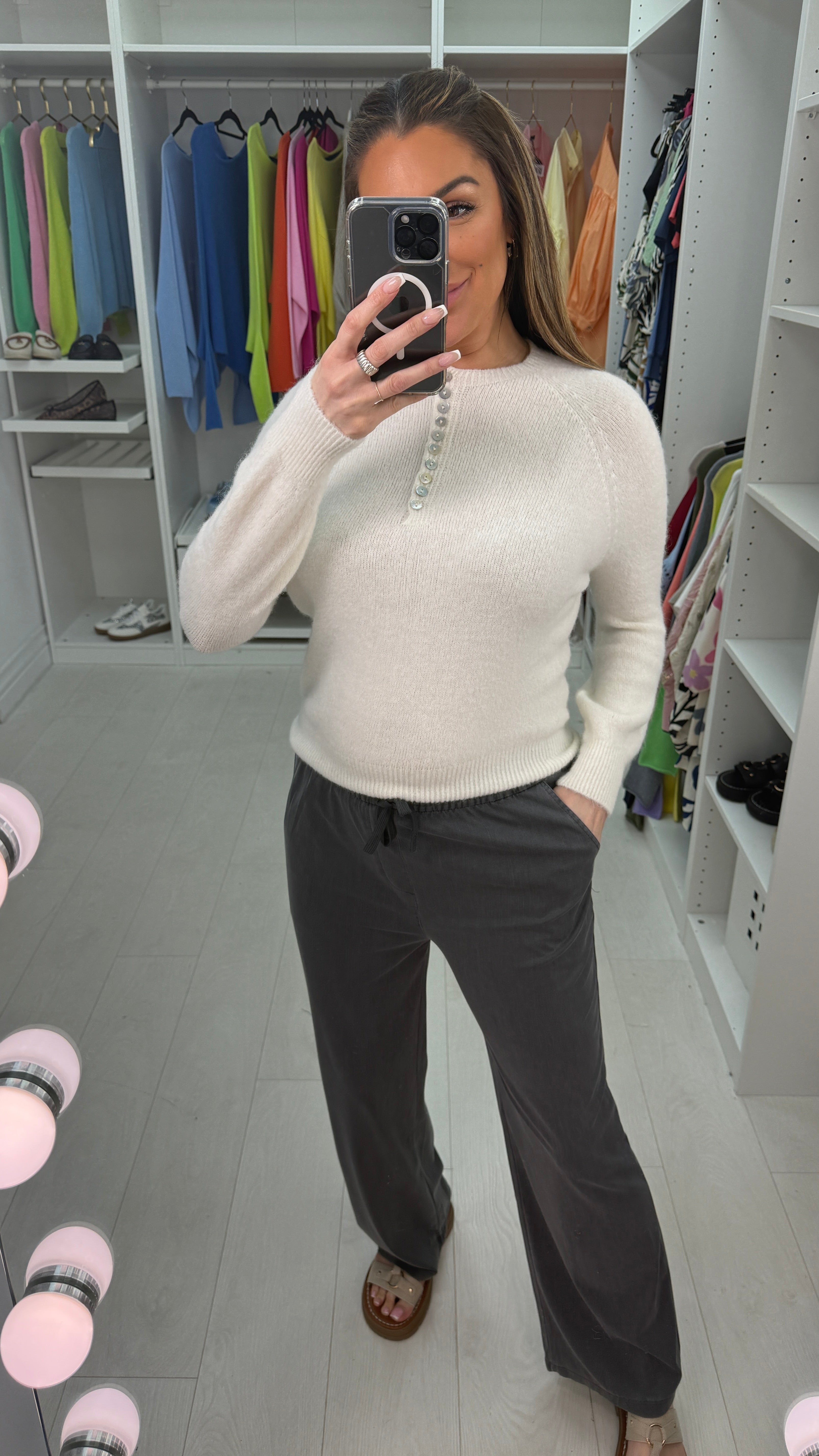 Serine Plain Elasticated Waist Straight Leg Trousers