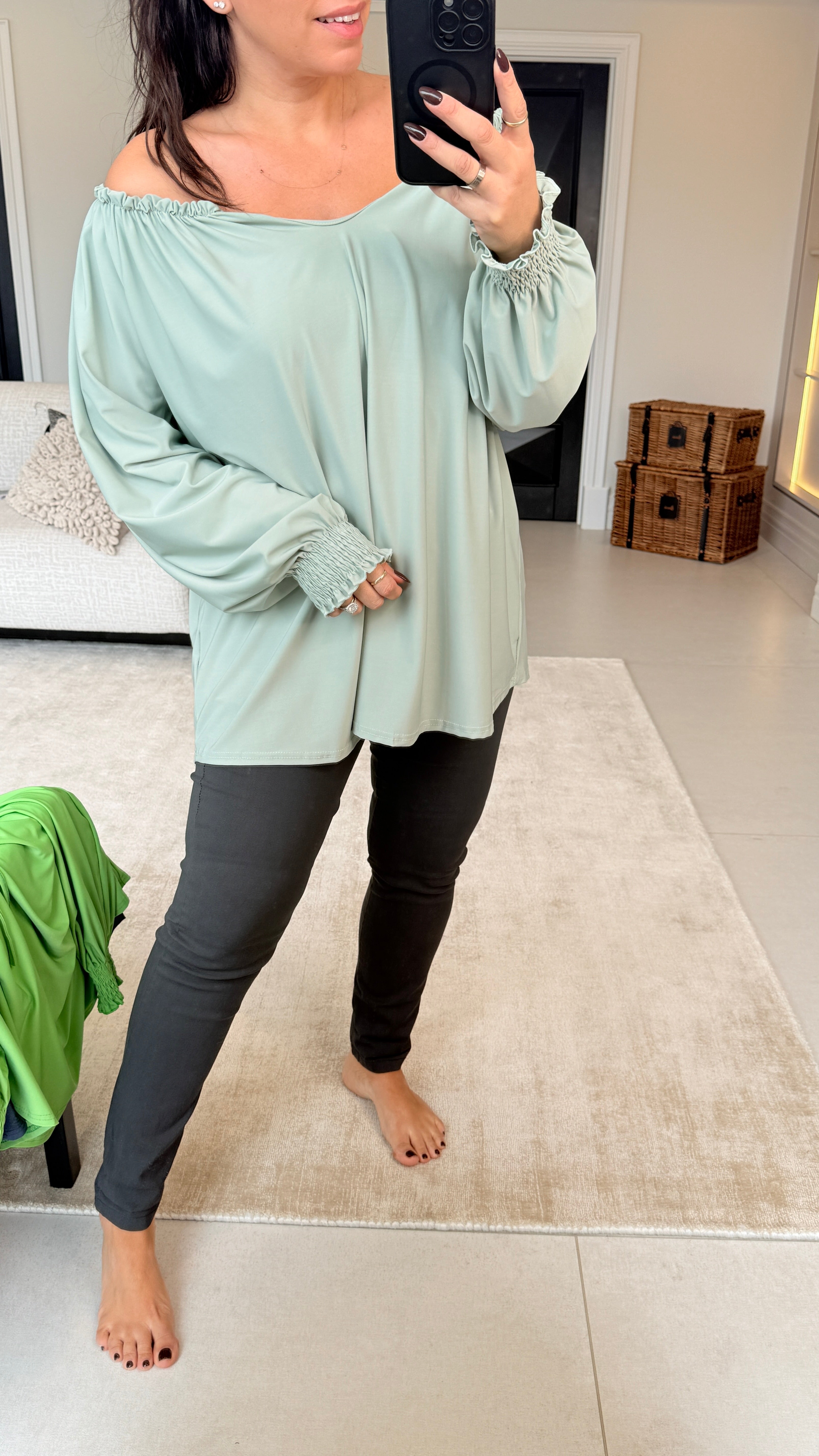 Teresa Plain Loose Fit Bardot Top