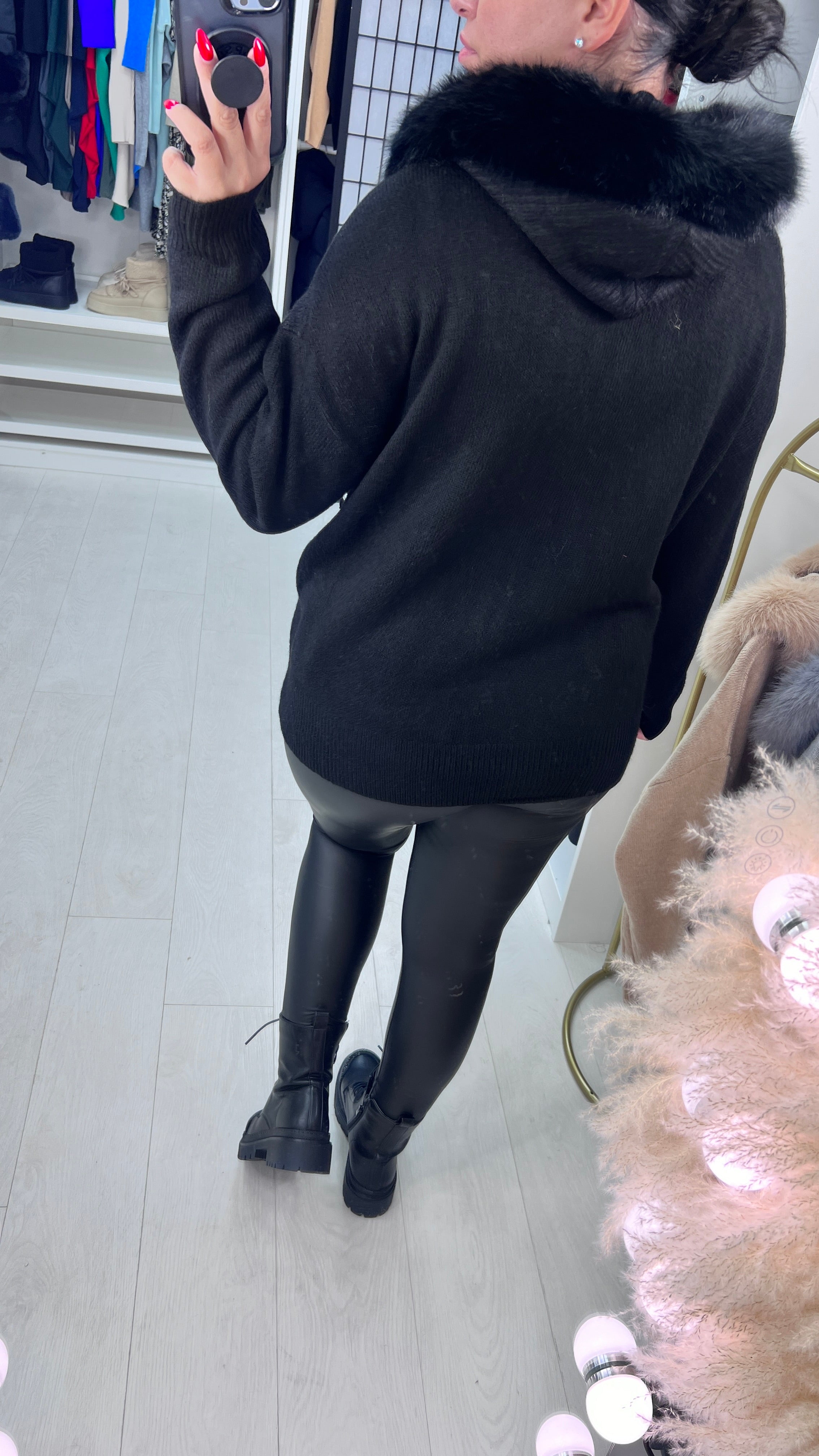 Arita Faux Fur Trim Hoodie Jumper