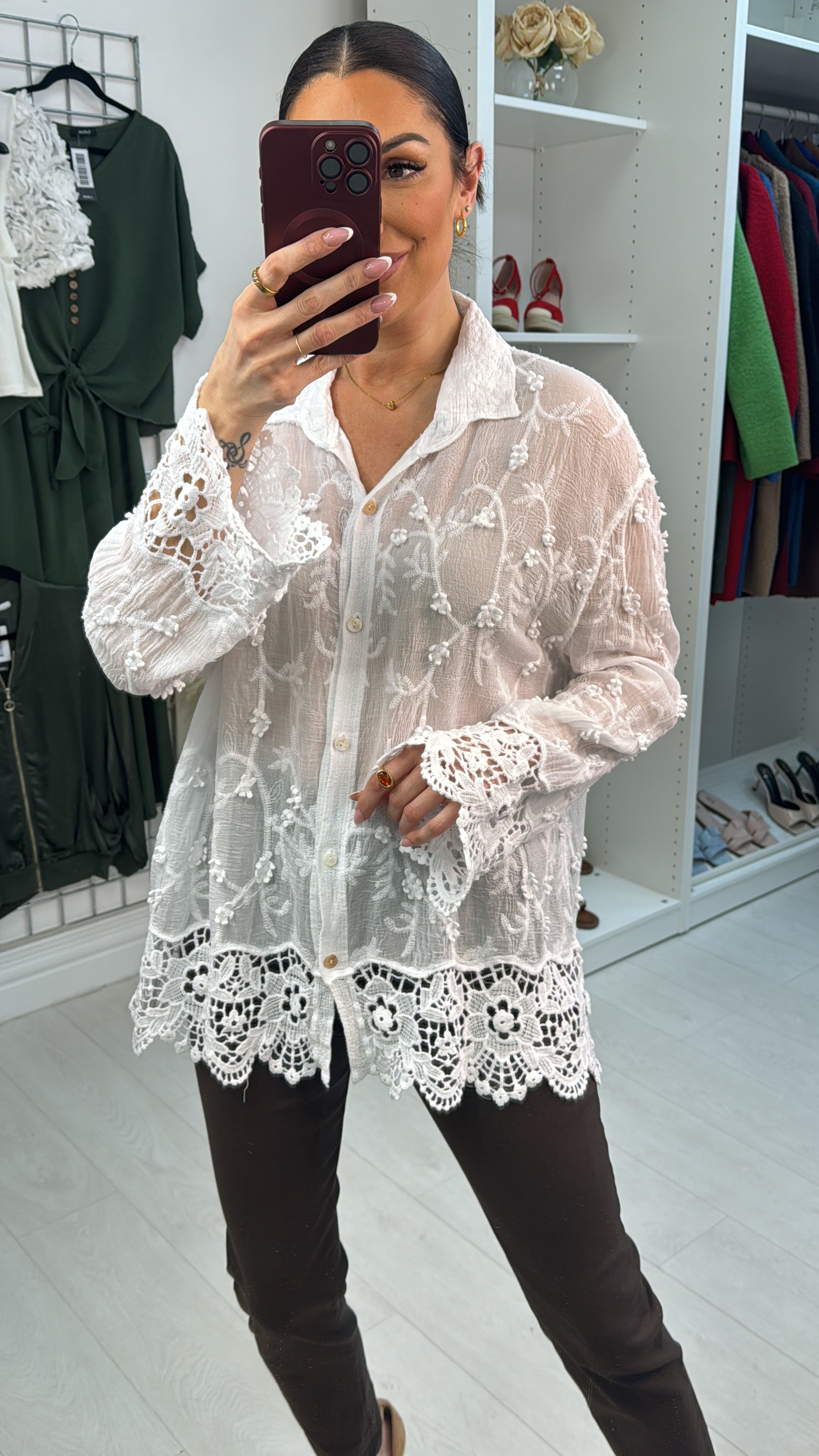 Cally Floral Embroidered Loose Fit Shirt