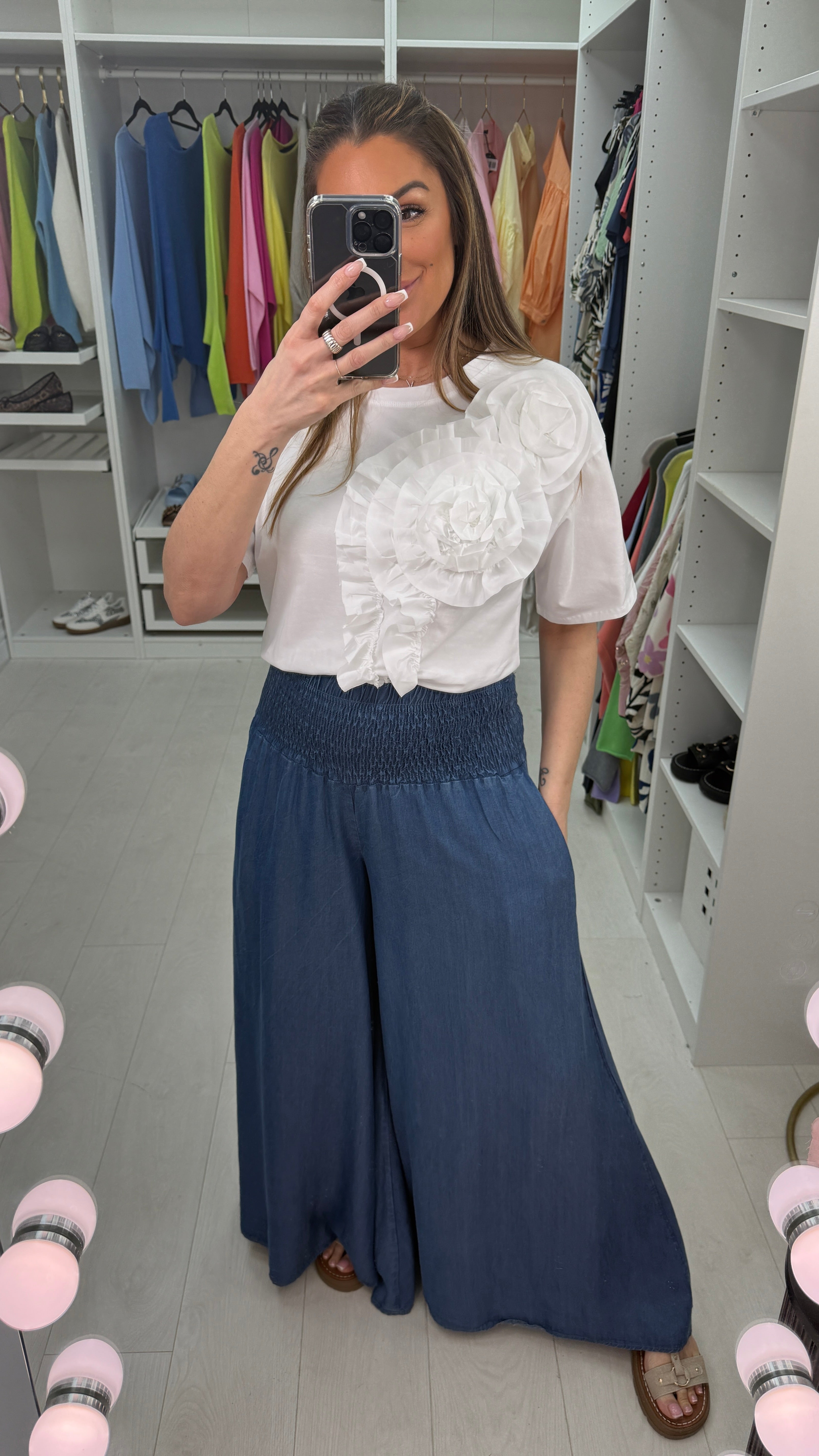 Cherie Elasticated Waist Loose Fit Denim Trousers