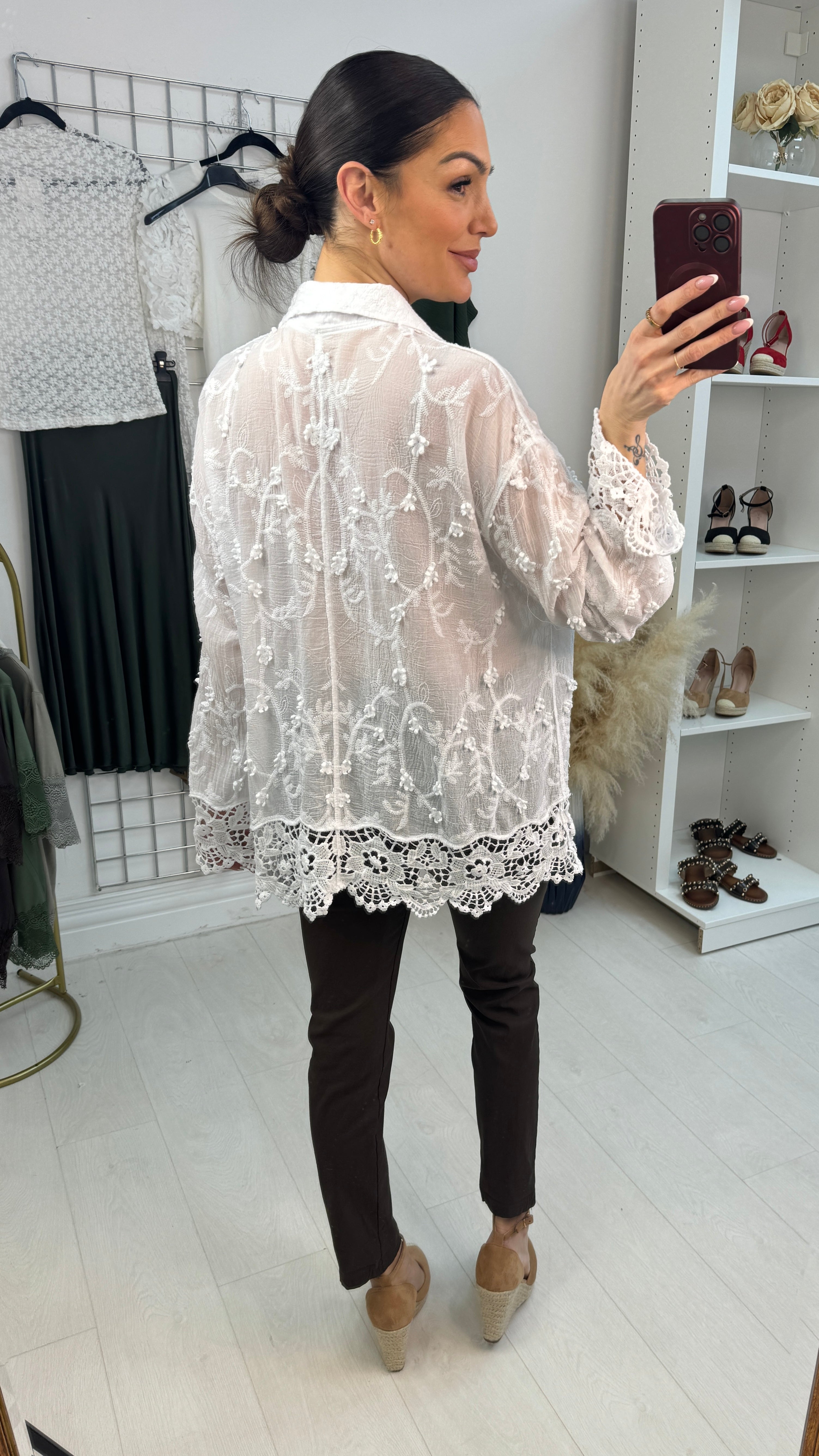 Cally Floral Embroidered Loose Fit Shirt