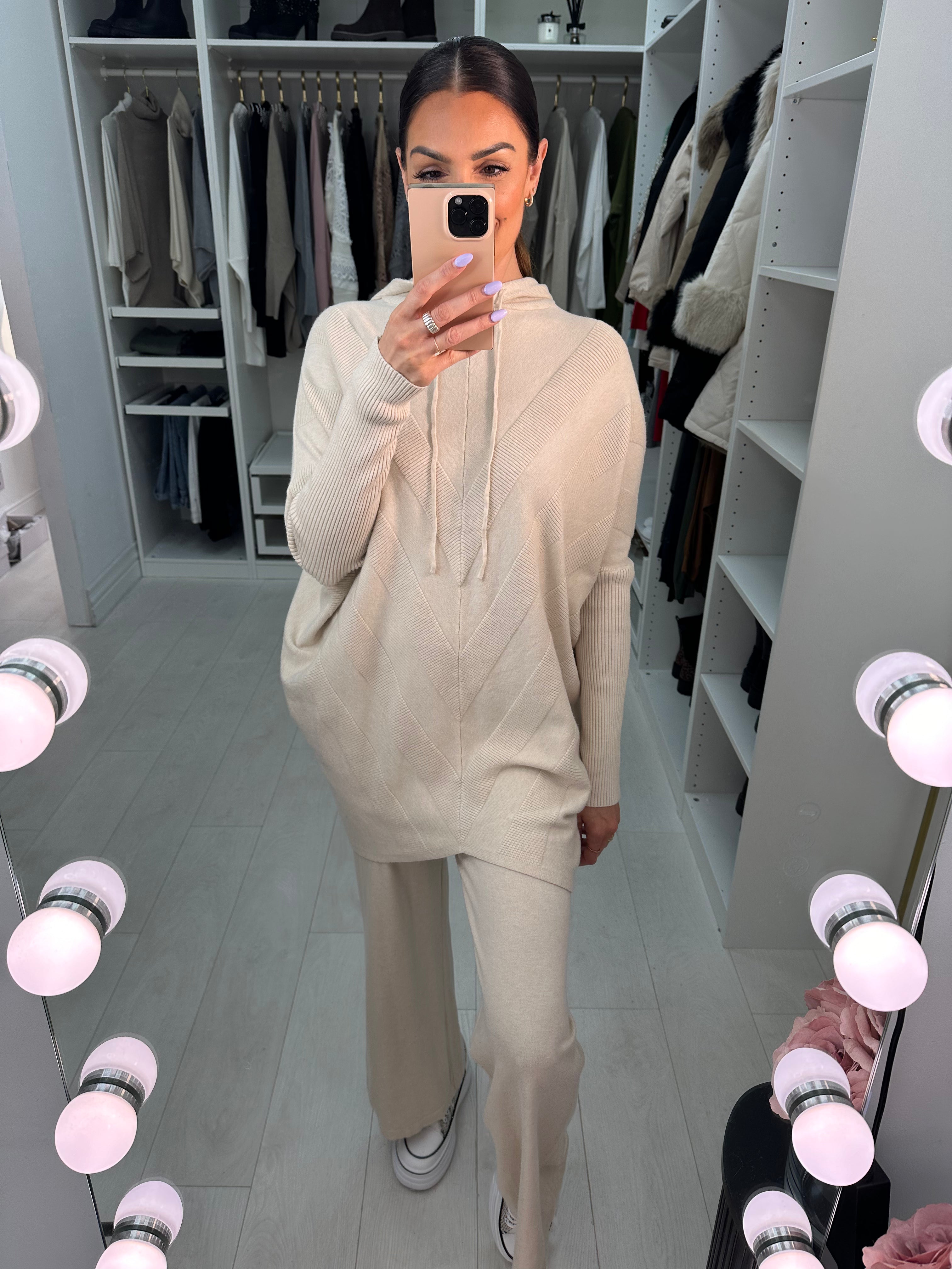 Pixie Asymmetric Detail Hooded Loungewear Set