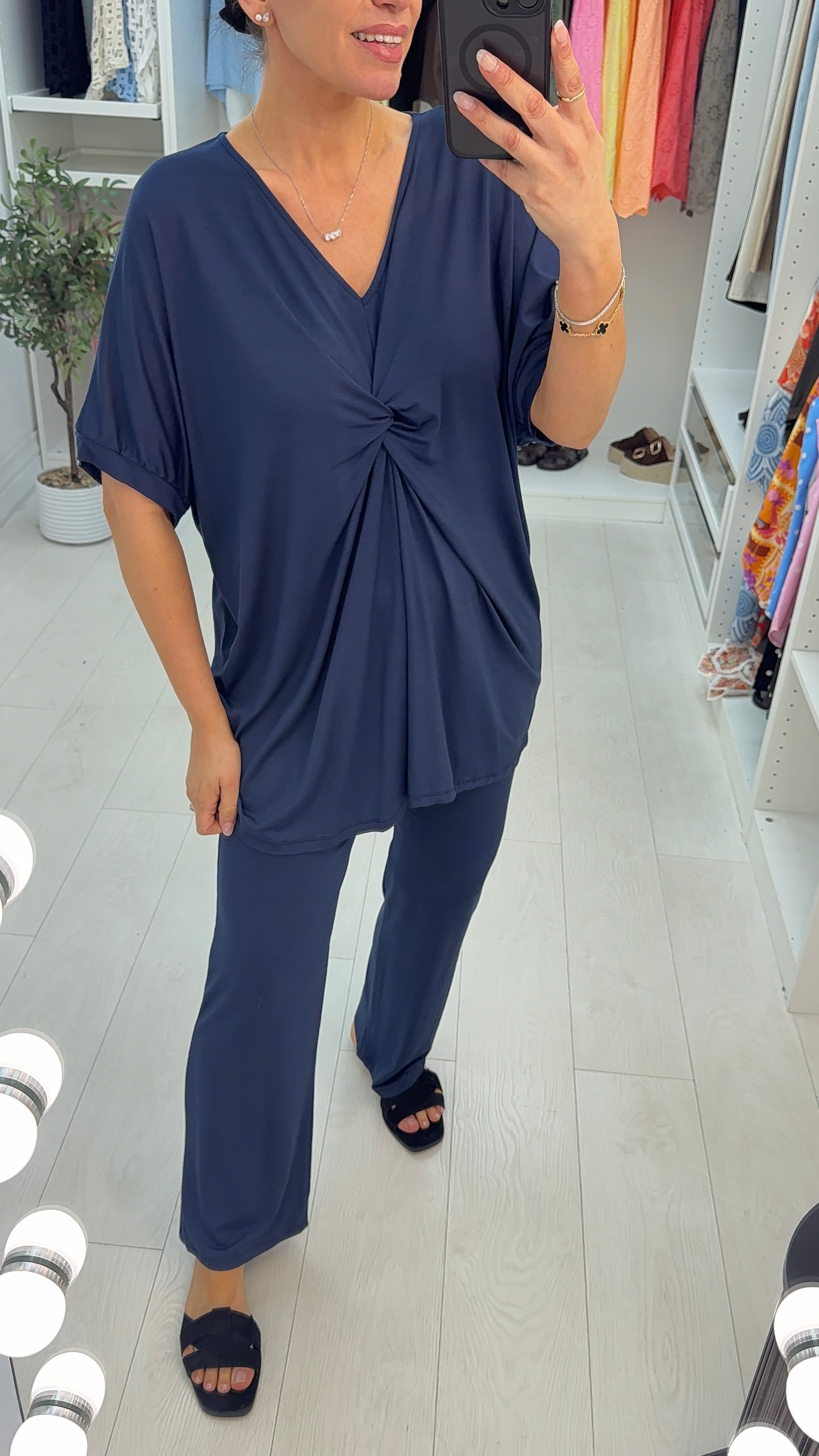 Candise Plain Twist Front Loose Fit Co-Ord Set