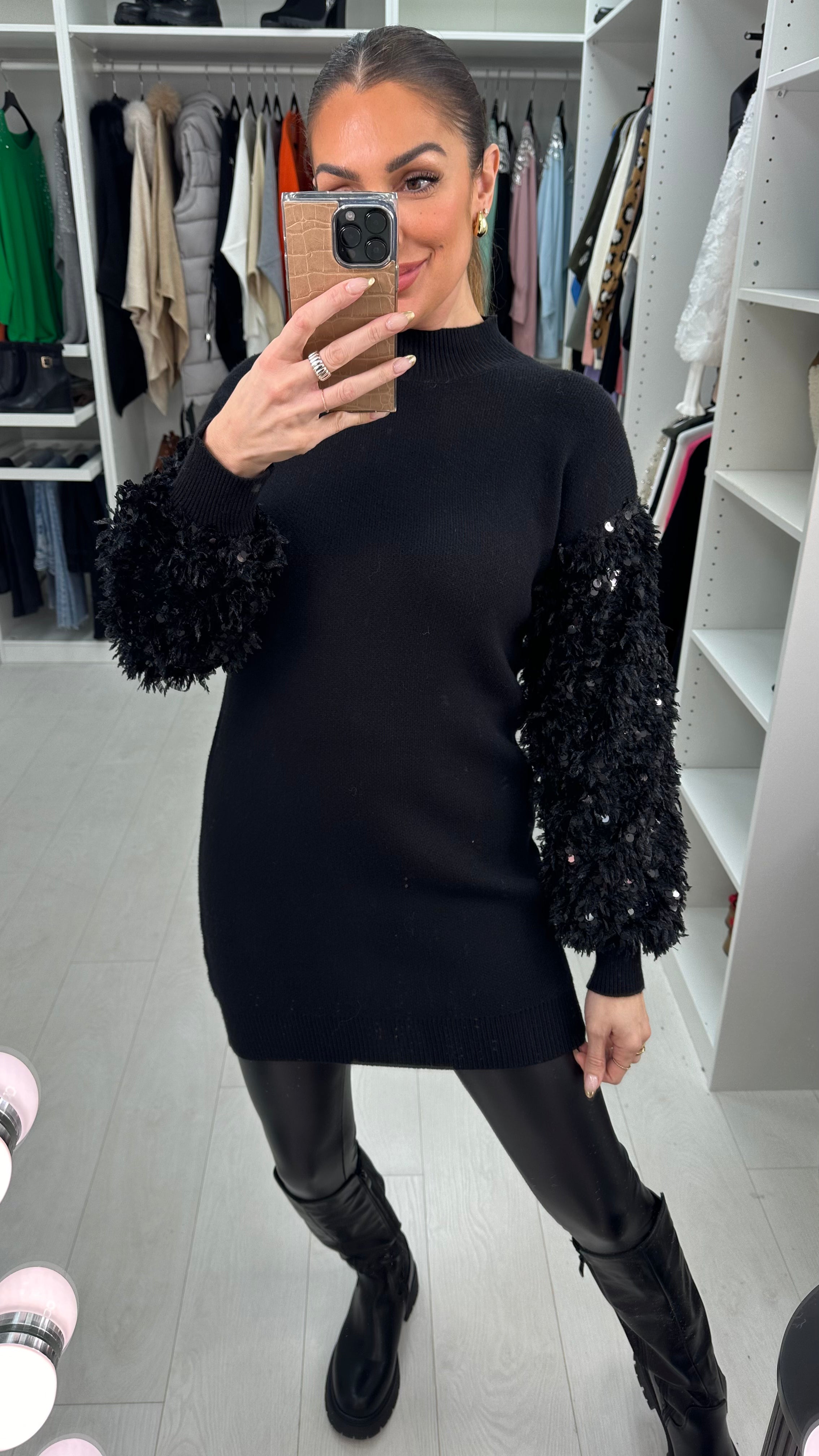 Malana Plain Detailed Sleeve Knit Jumper