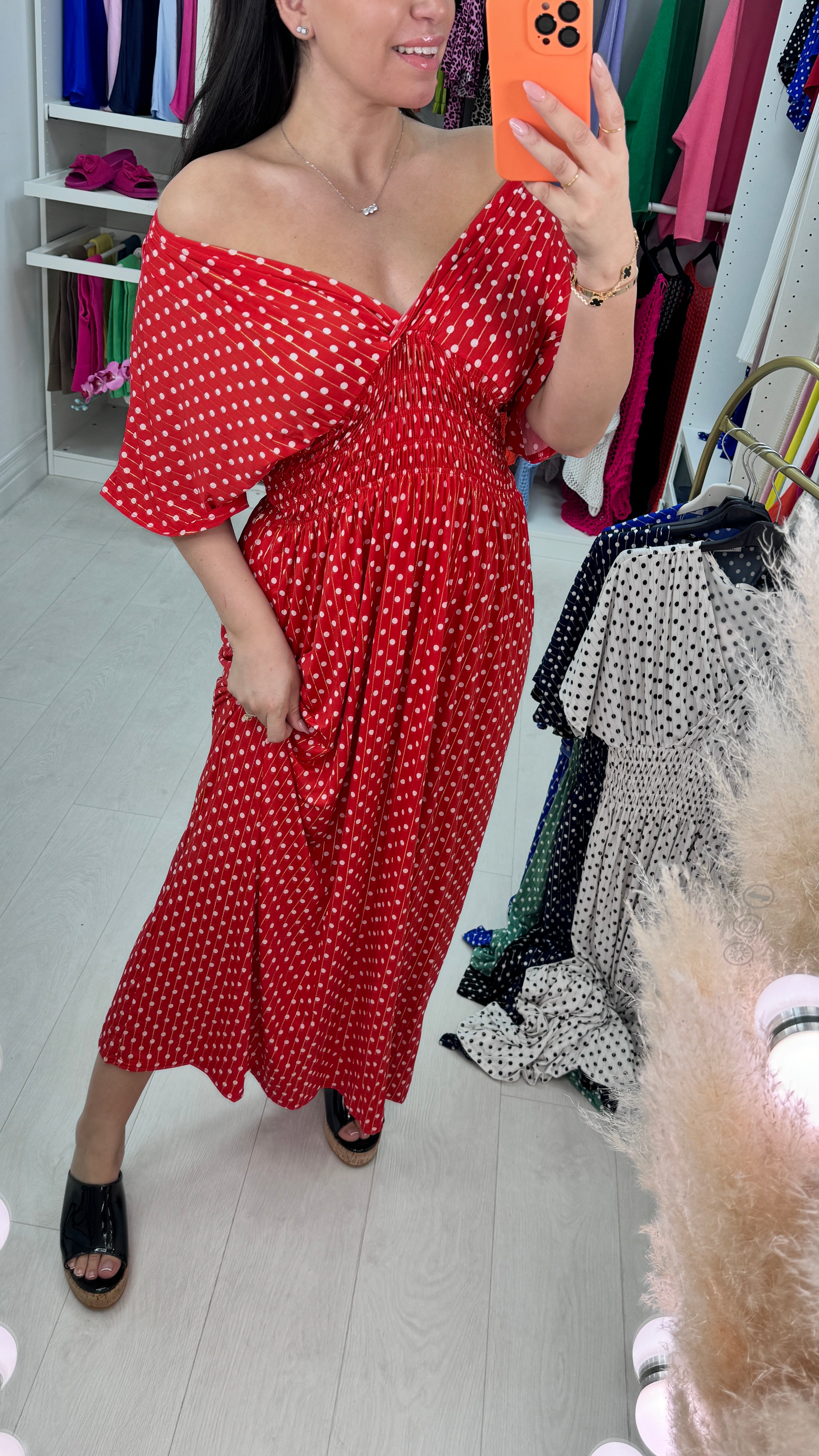Giulia Polka Dot Magic Slinky Dress