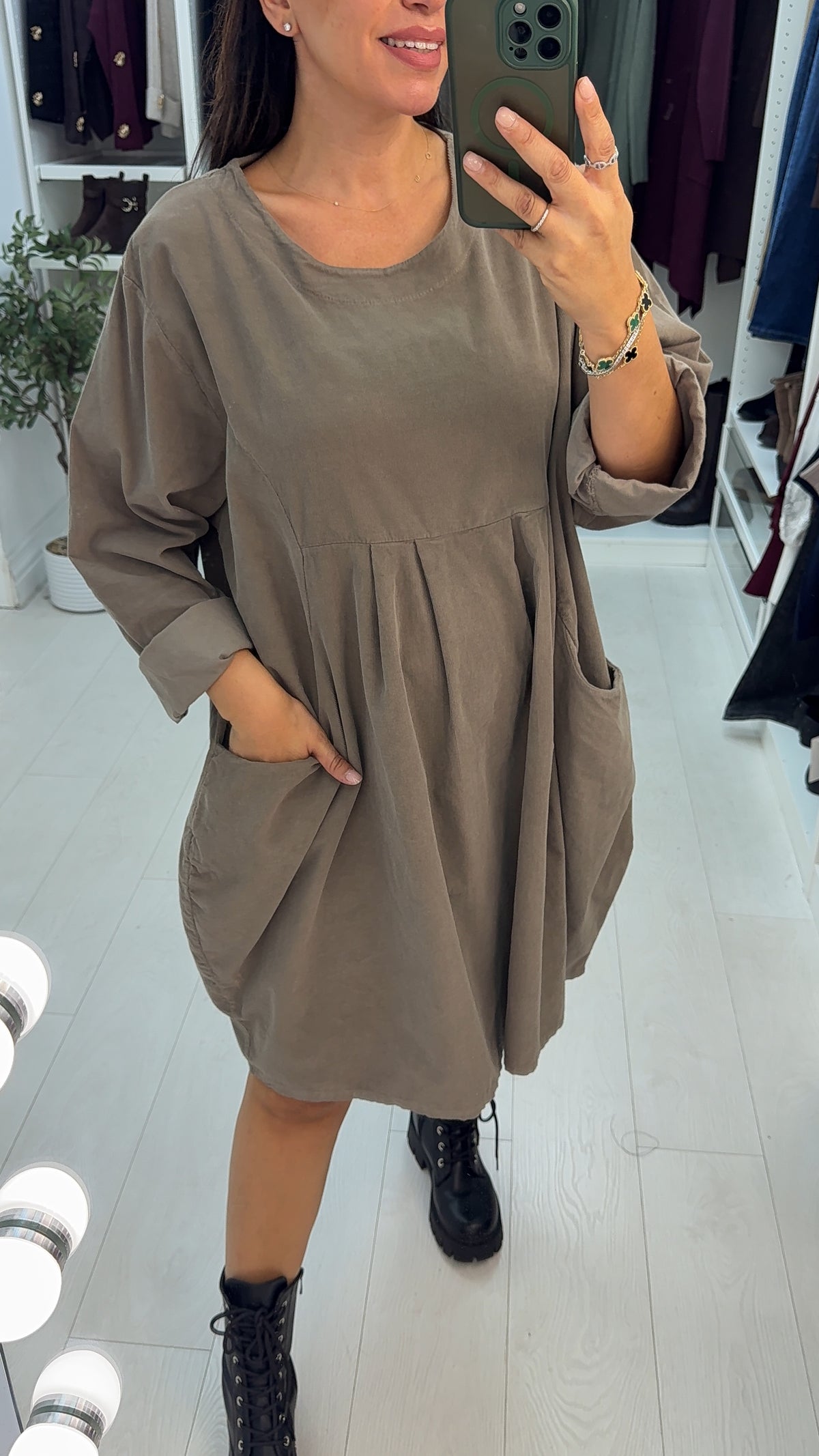 Fabiola Pocket Front Loose Fit Corduroy Dress