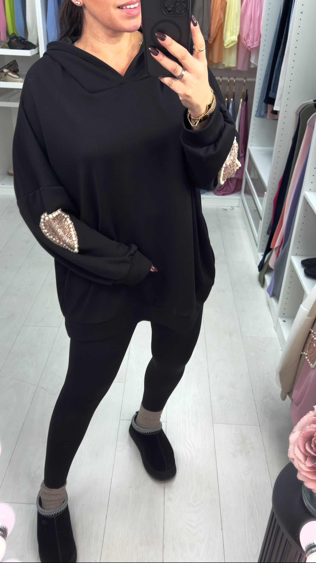 Michelle Embellished Sleeve Loose Fit Hoodie