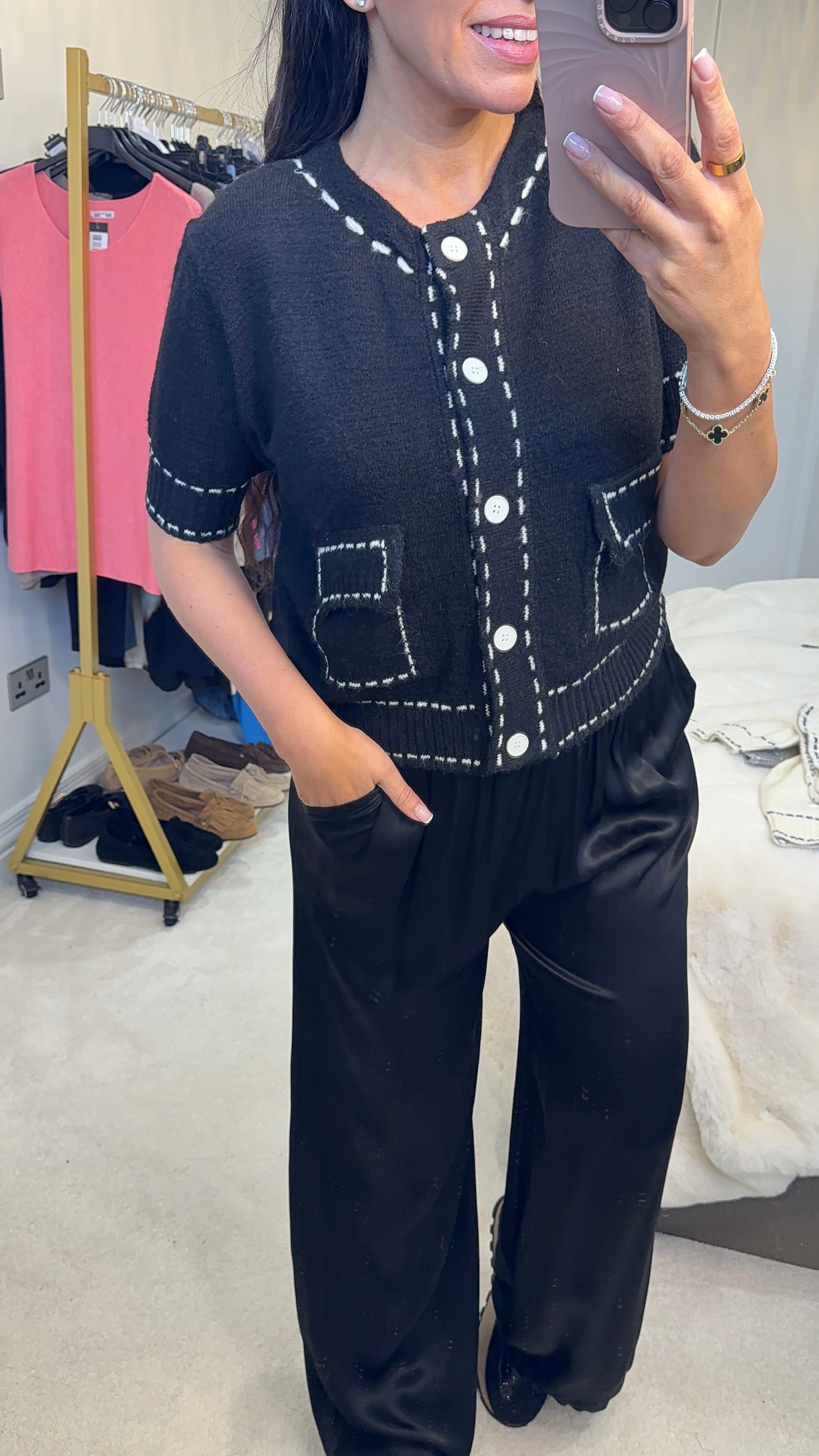 Leyla Stitched Hem Detail Short Sleeve Jumper