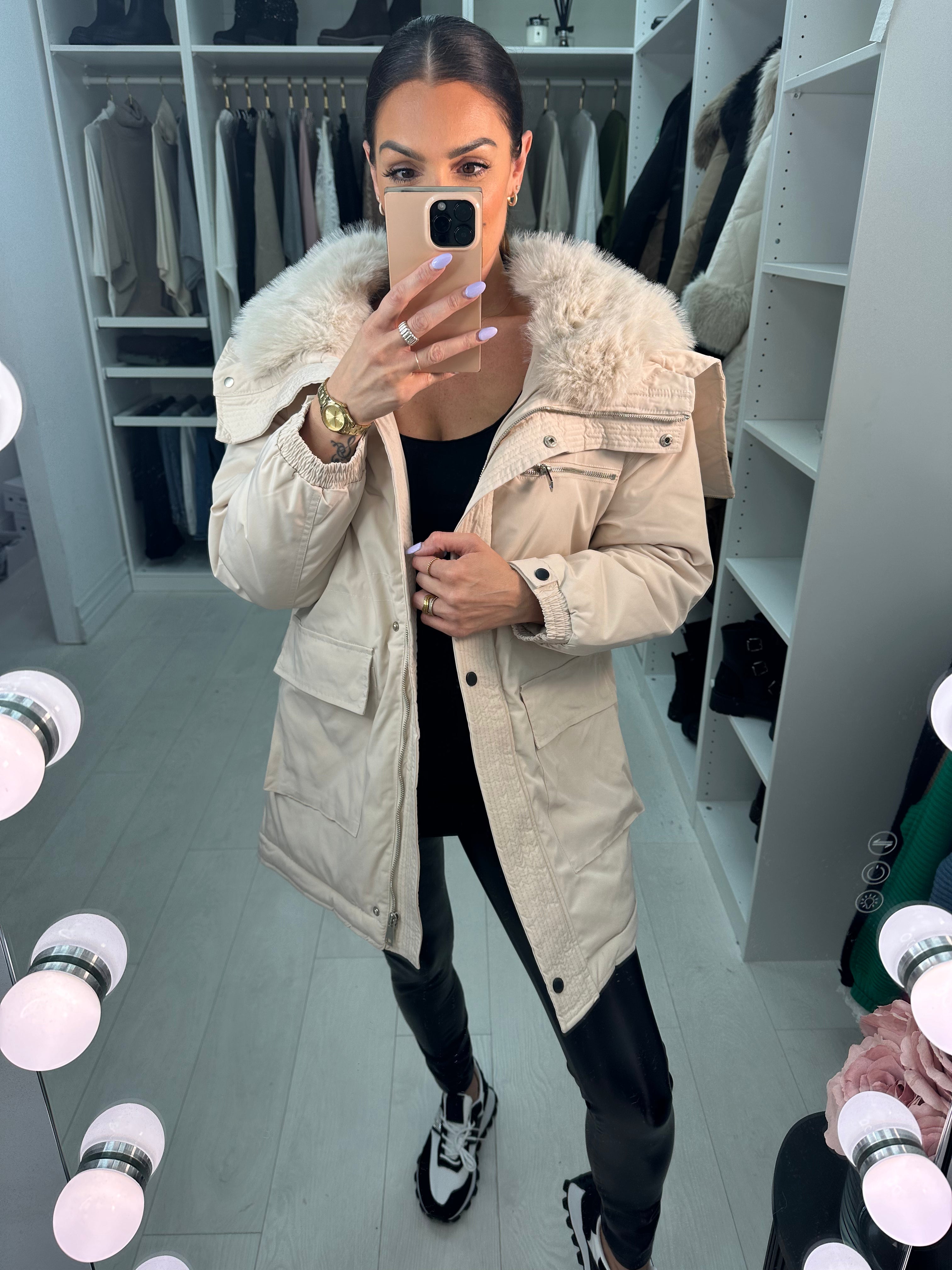 Atlanta Faux Fur Lined Zip Hood Coat