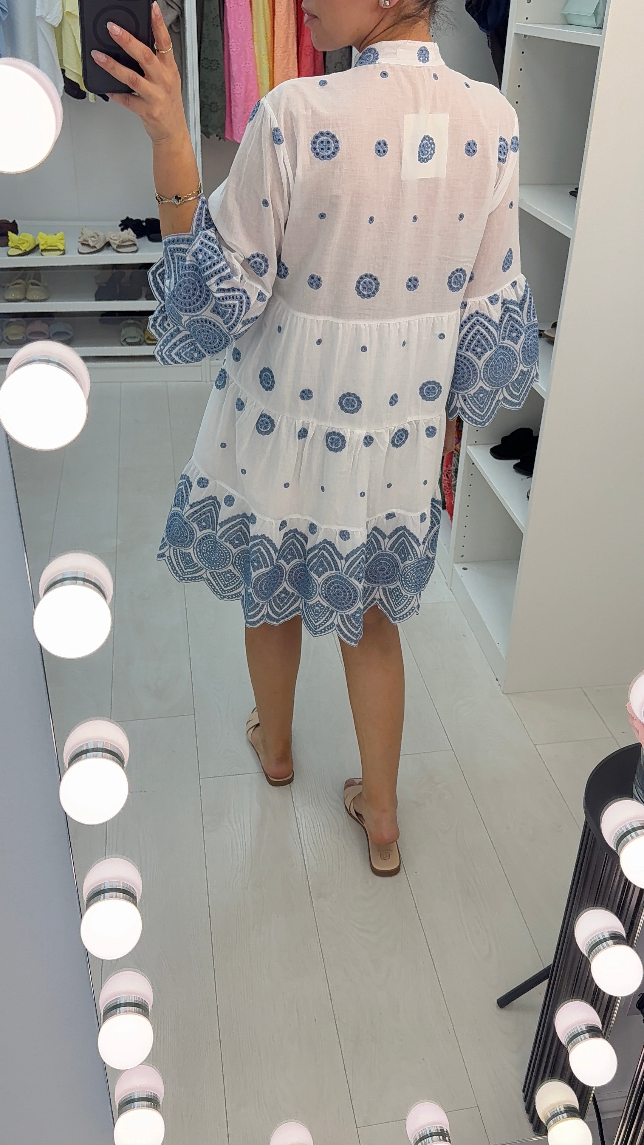 Mariana Embroidered Loose Fit Smock Dress