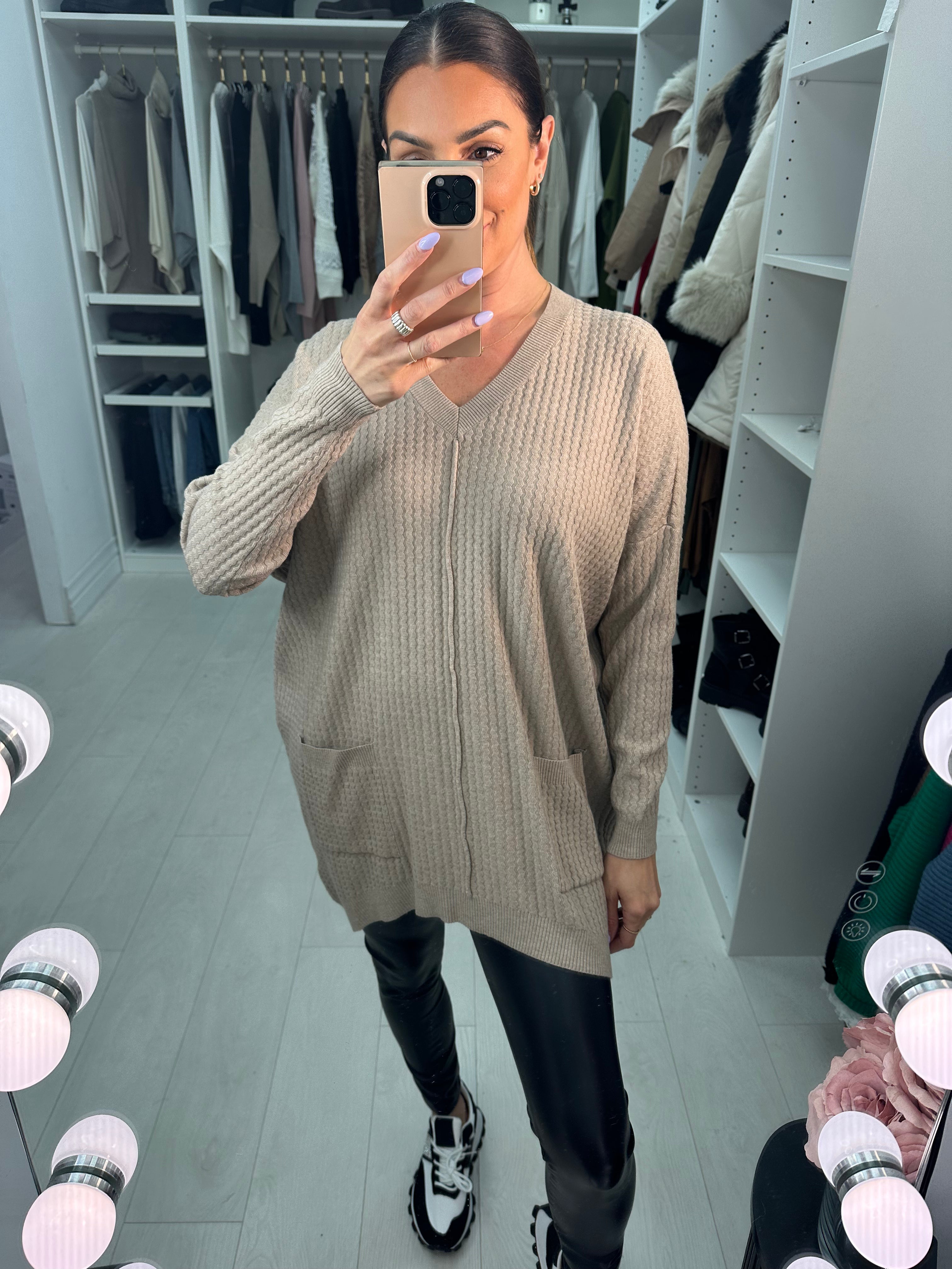 Coleen Zig Zag Ribbed Pocket Jumper