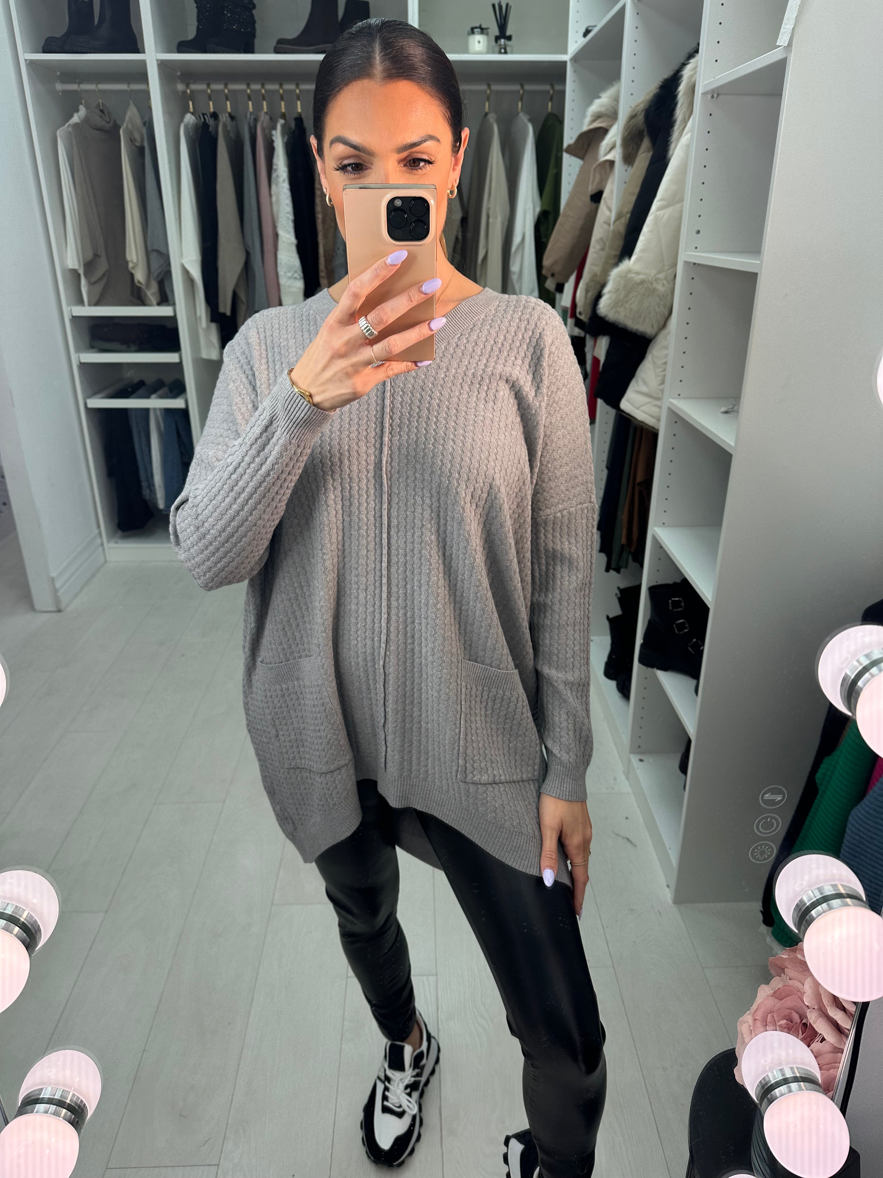 Coleen Zig Zag Ribbed Pocket Jumper