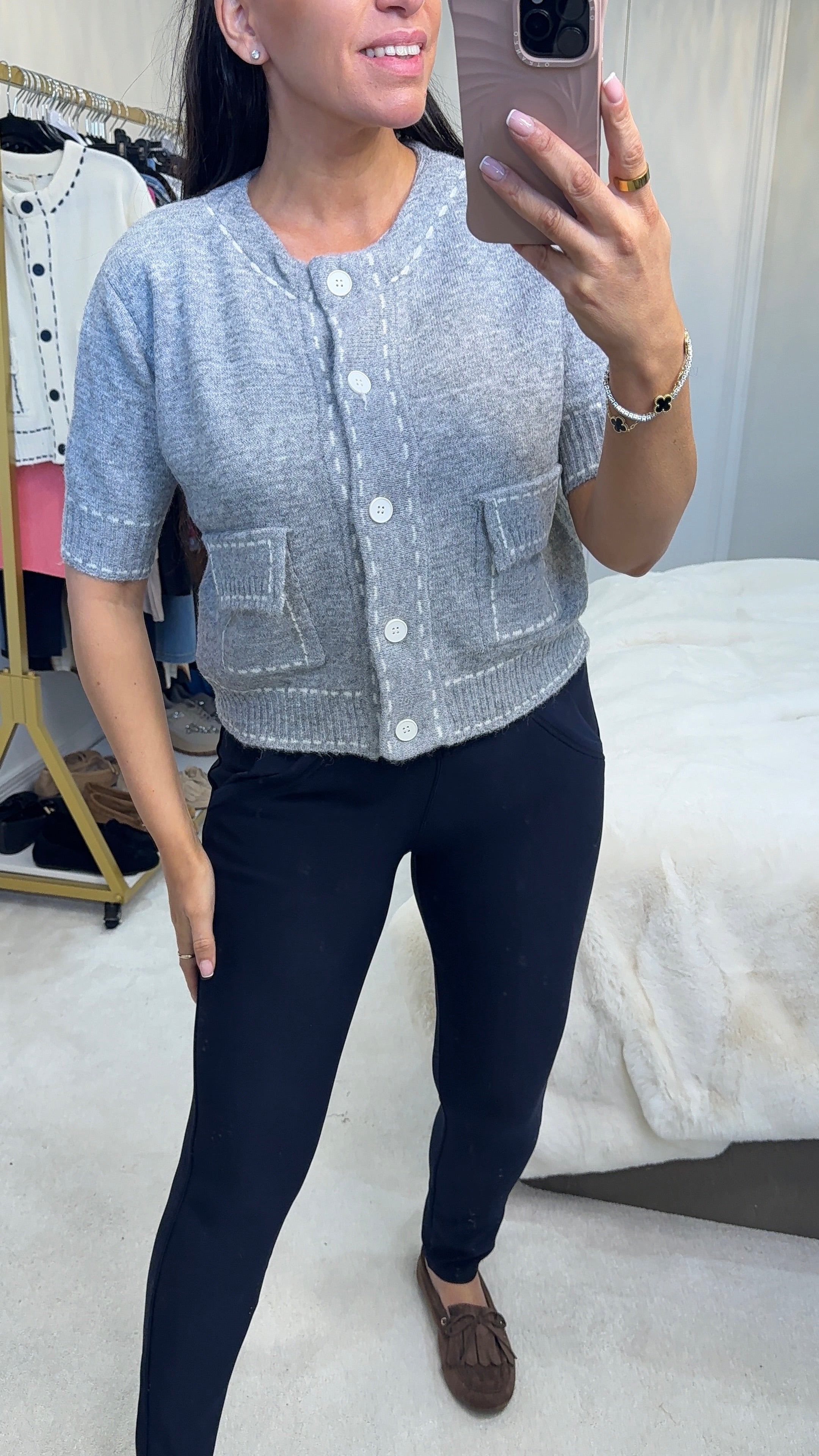 Leyla Stitched Hem Detail Short Sleeve Jumper