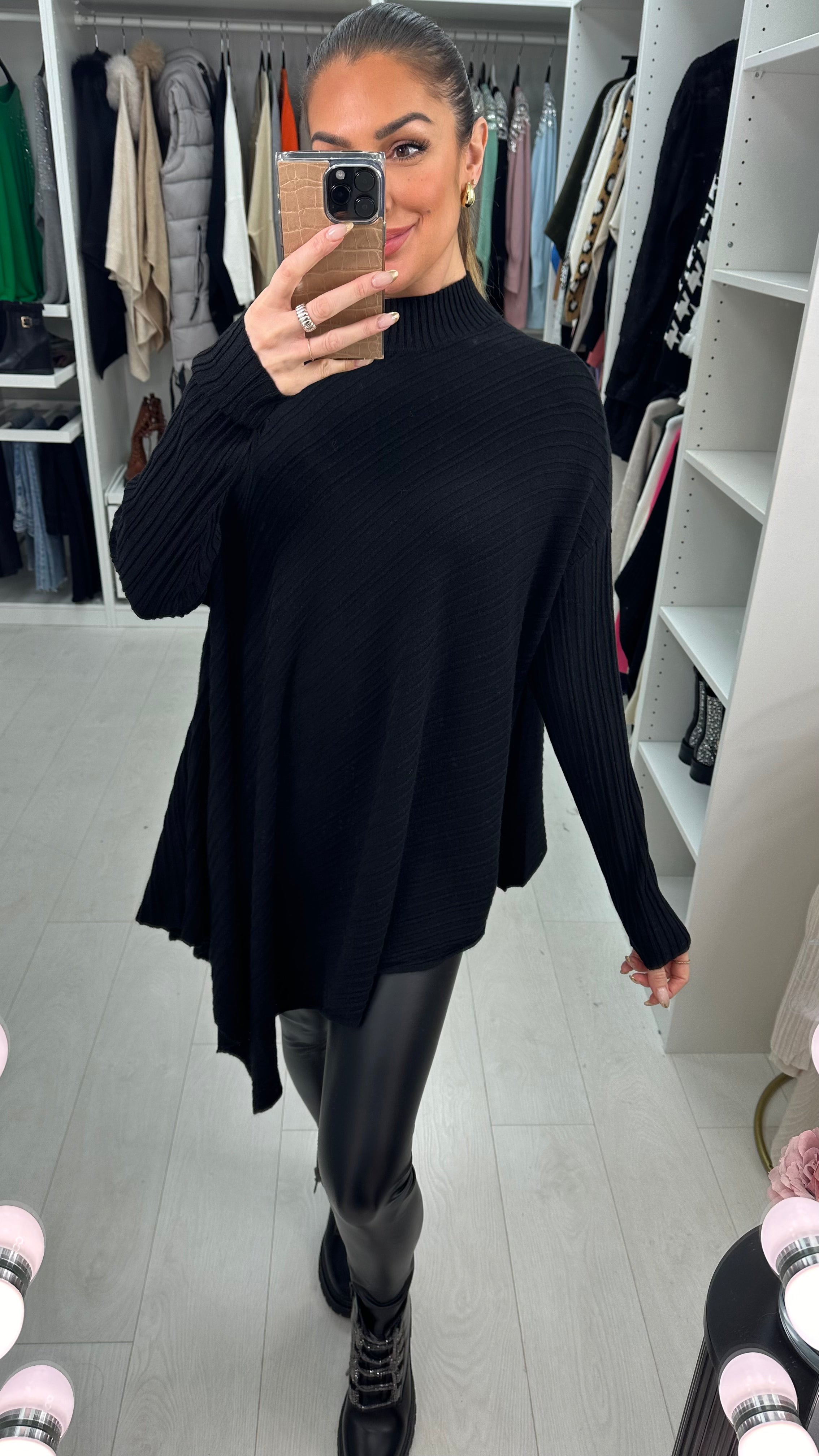 Sedona Plain Ribbed Asymmetric Jumper