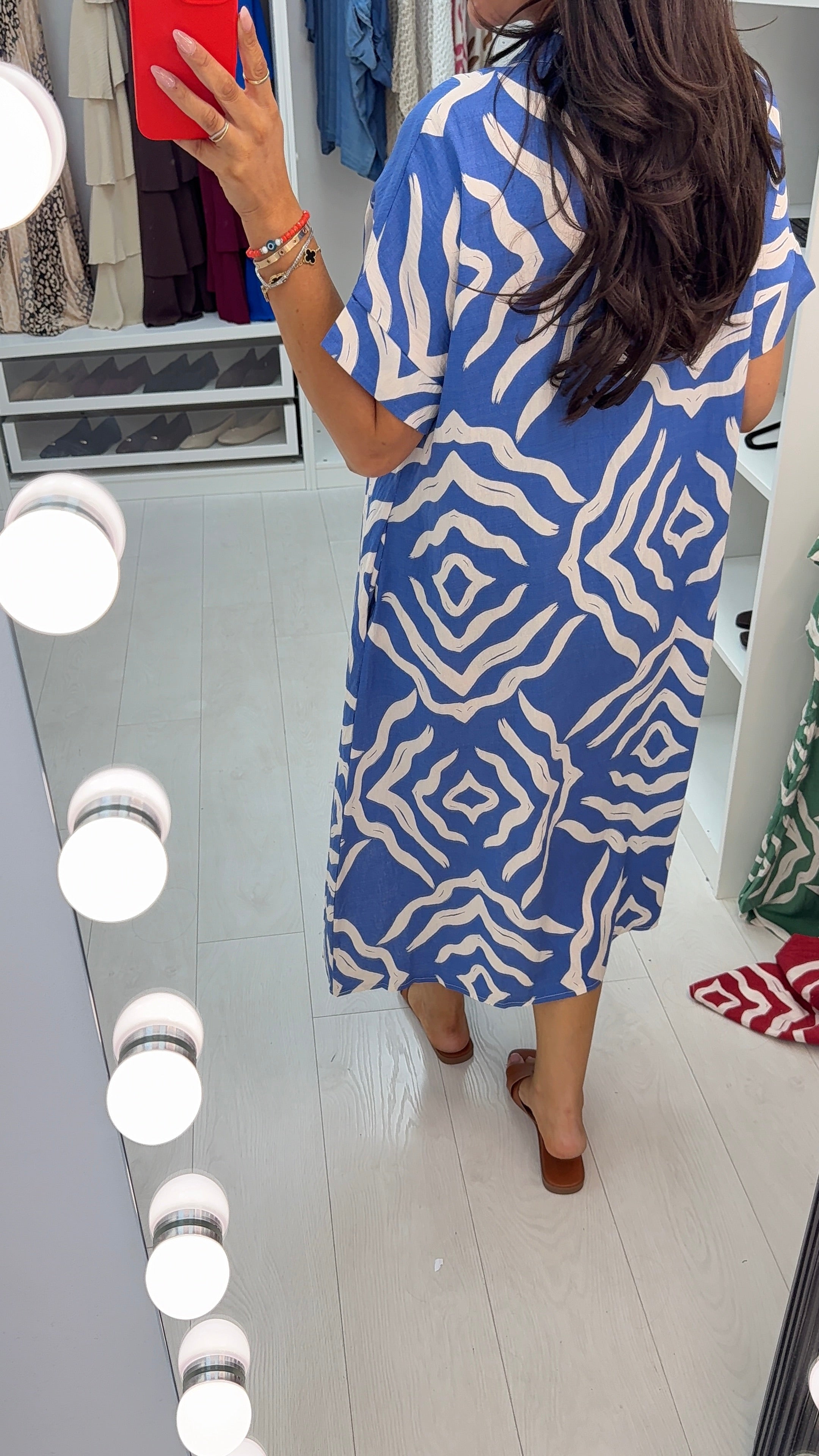Marlow Abstract Print V Neck Loose Fit Dress
