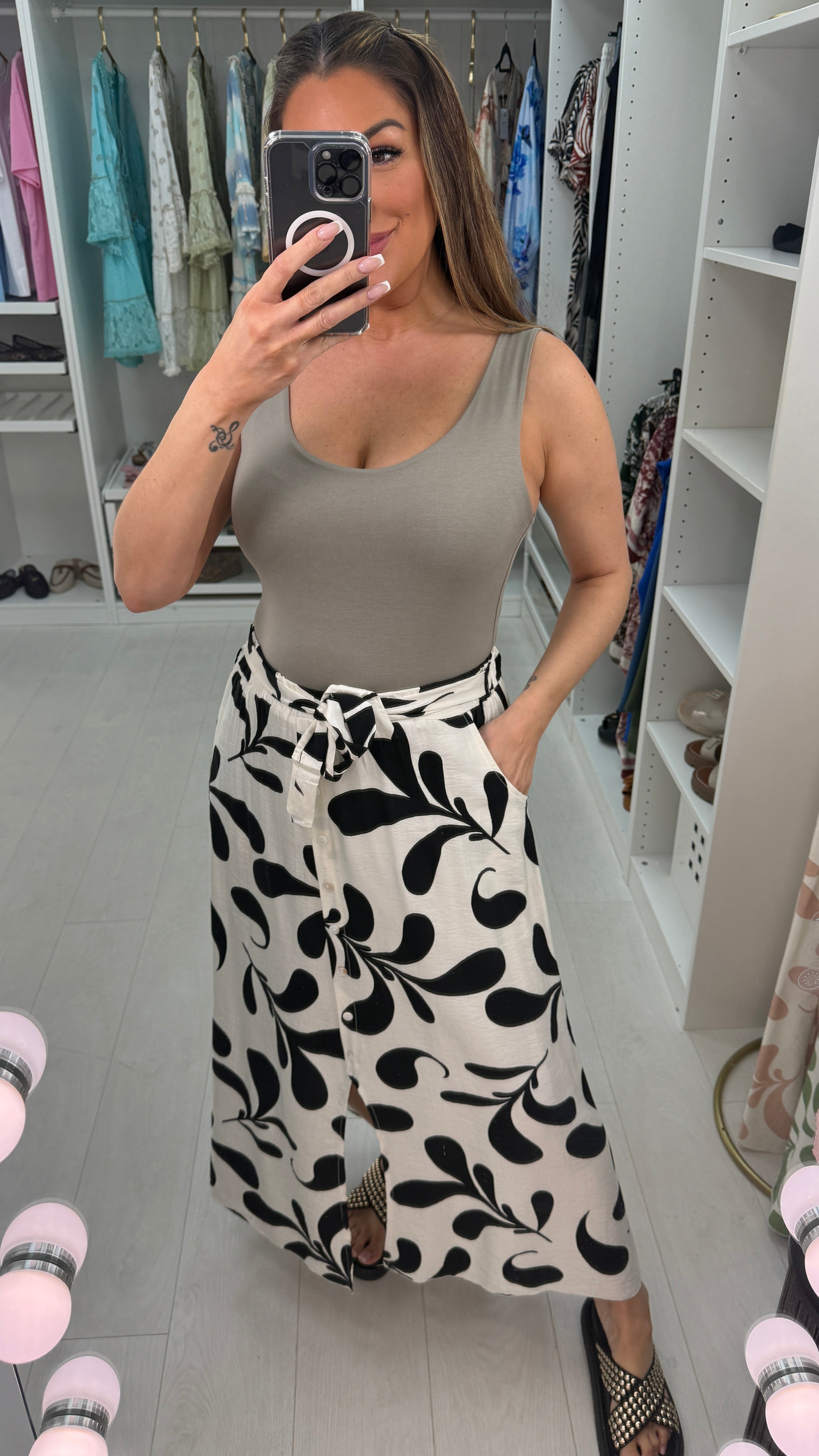 Toria Abstract Print Elasticated Waist Skirt