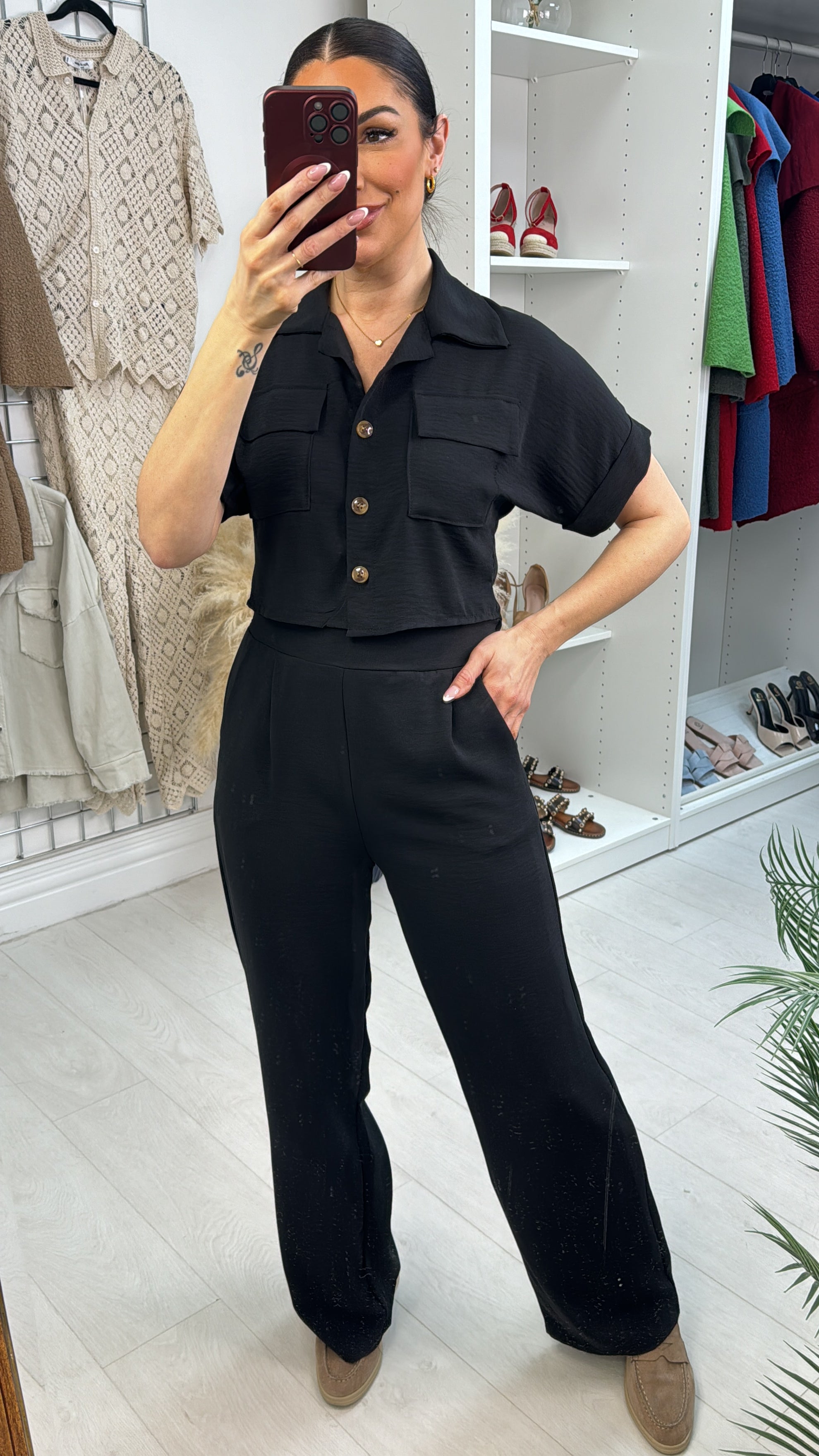 Shanice Plain Cropped Shirt Co-ord Set