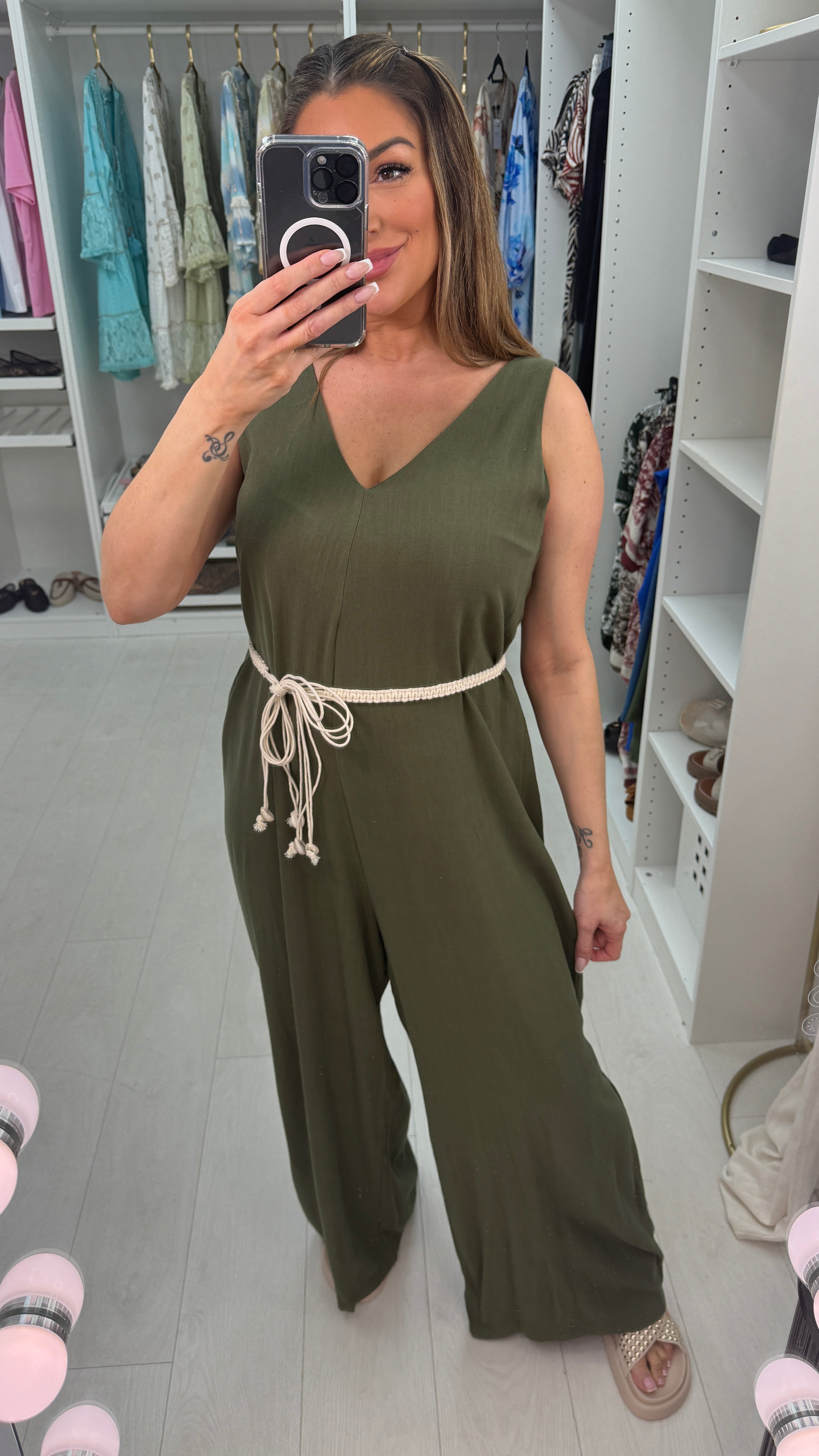 Elliana Plain Loose Fit V Neck Jumpsuit