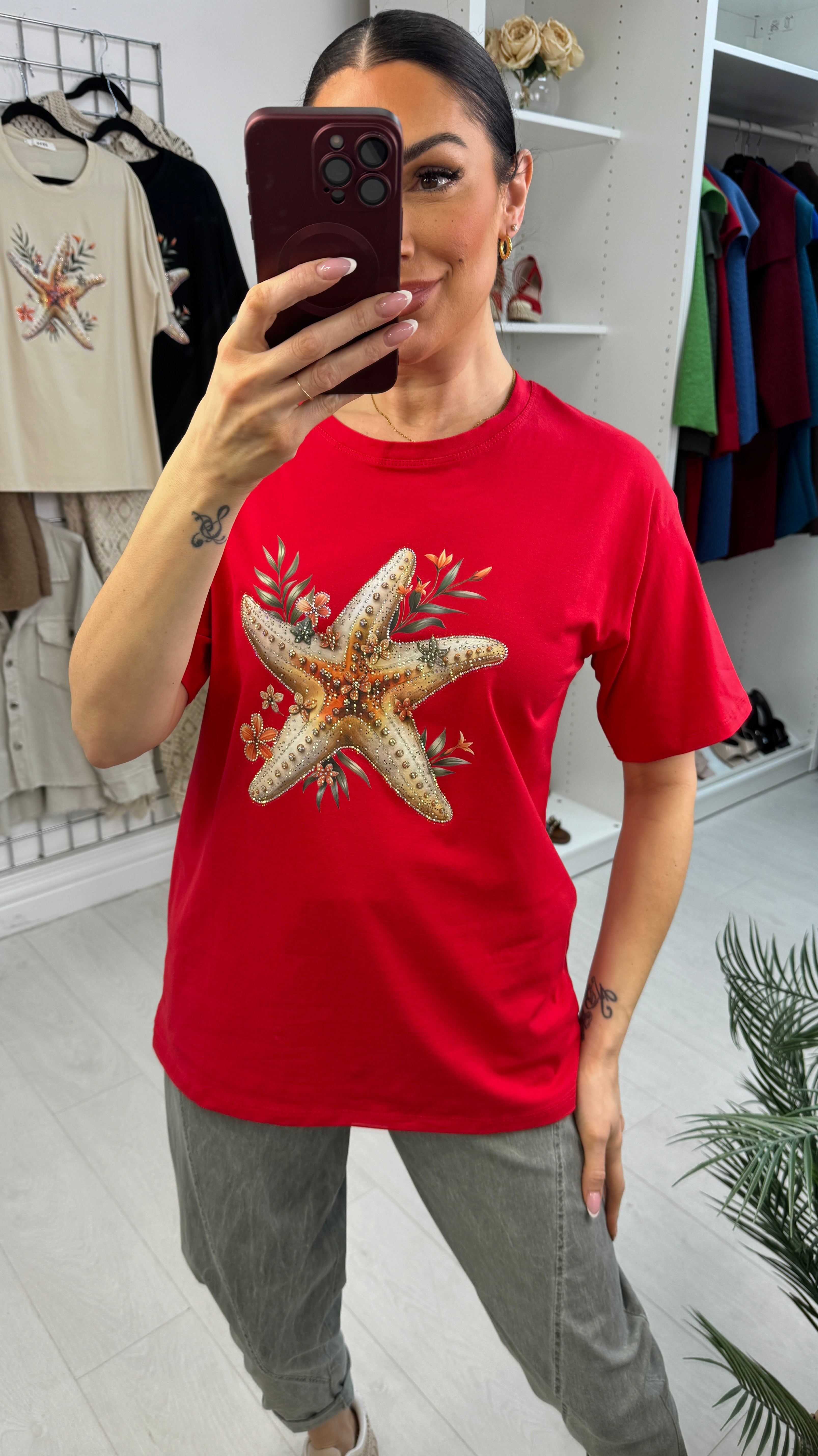 Chaya Embellished Starfish Short Sleeve T-Shirt