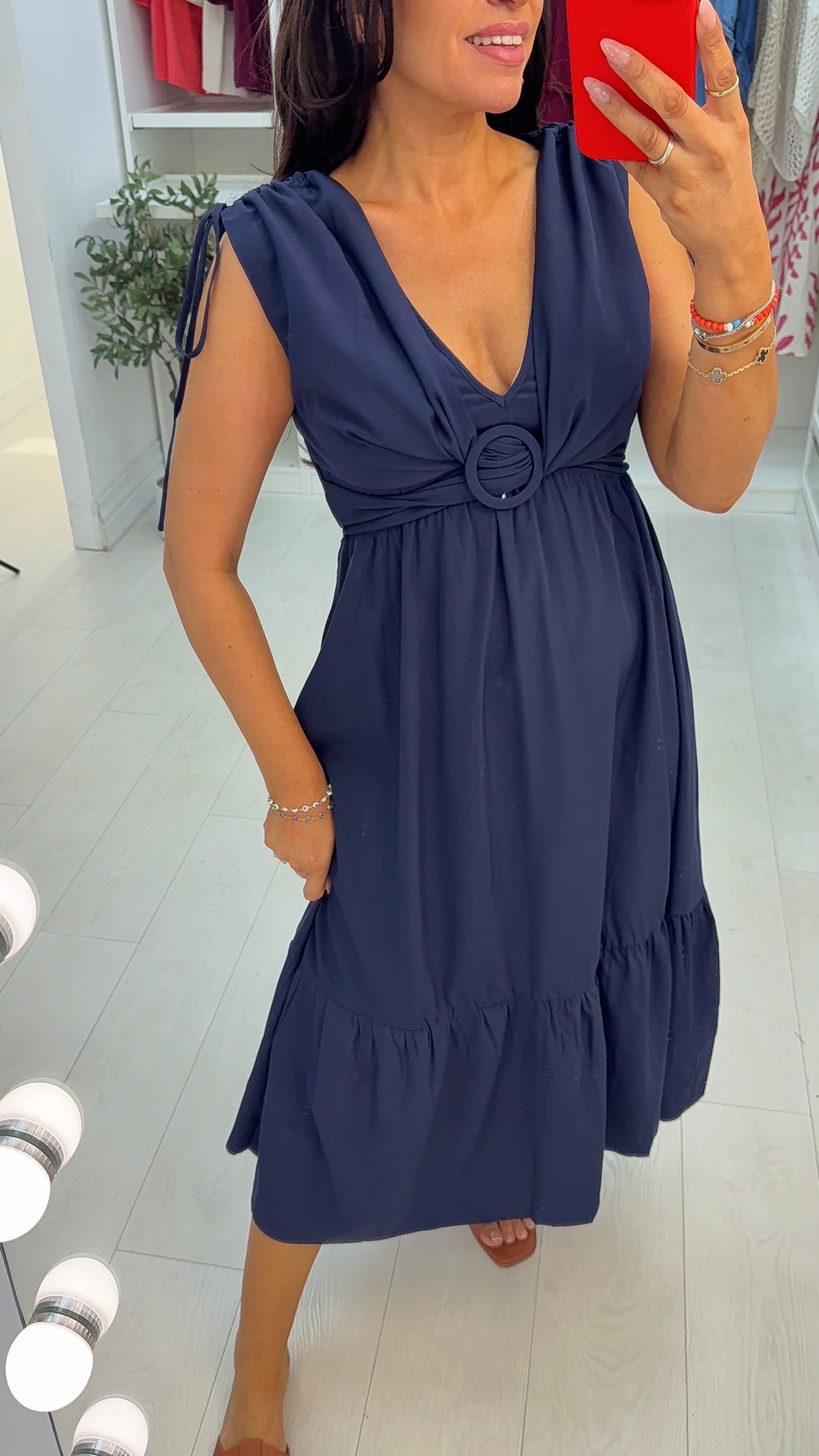 Jinnie Plain Deep V Neck Floaty Dress