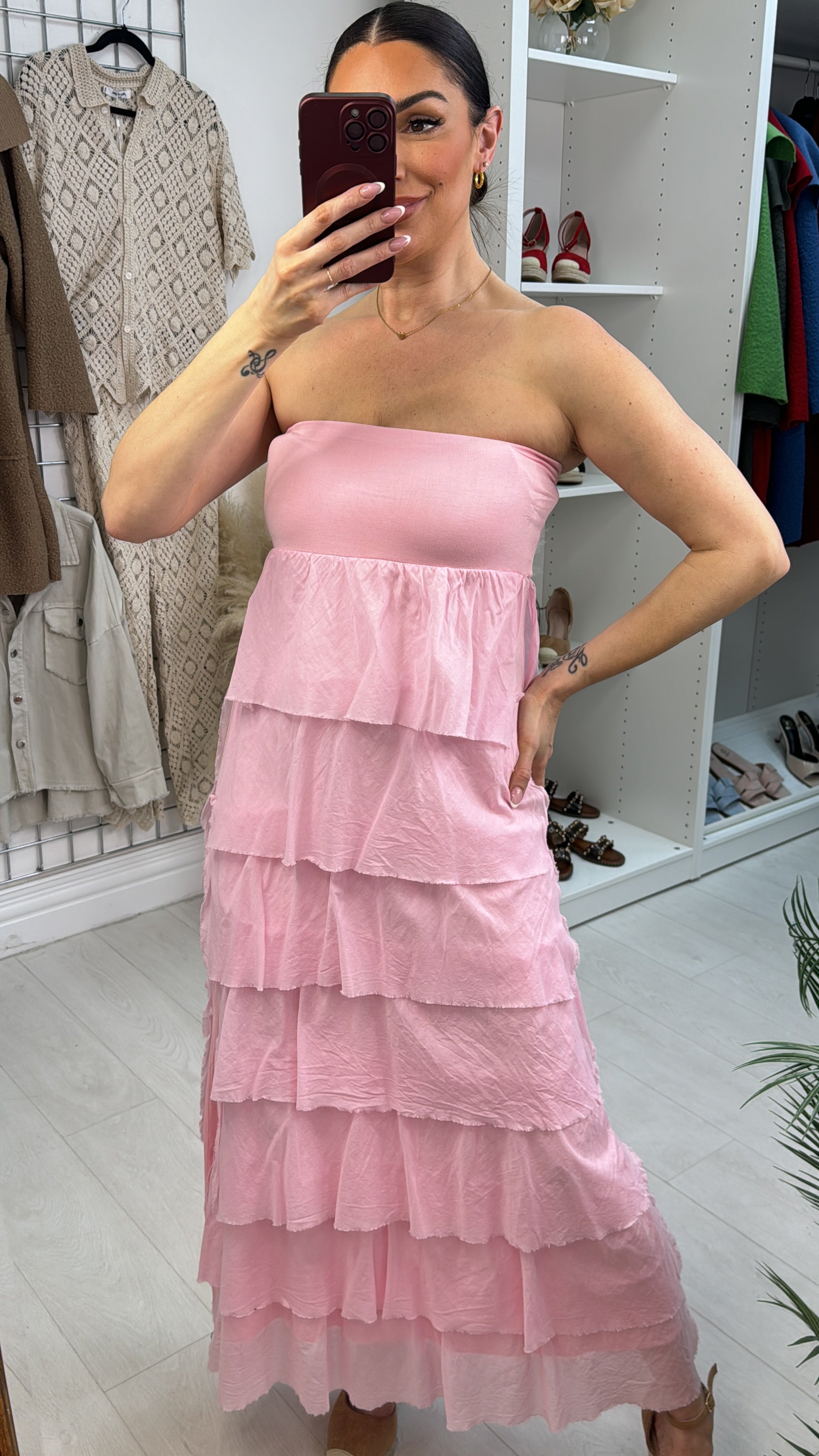 Martha Layered Bardot Ruffle Dress