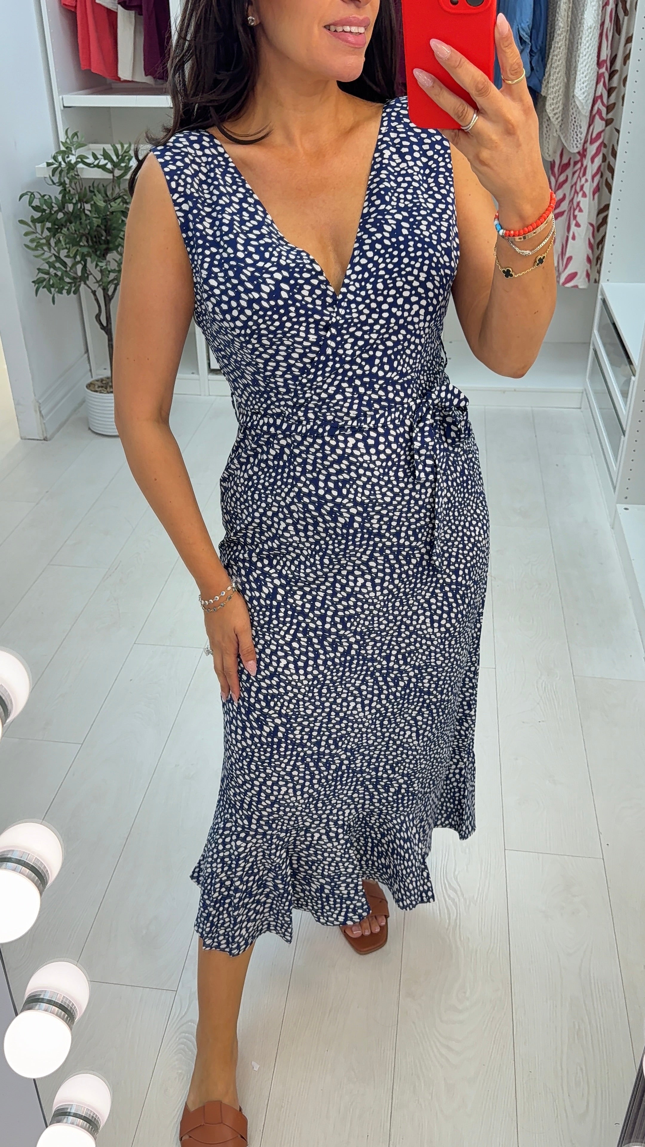 Karinna Deep V Neck Belted Dress