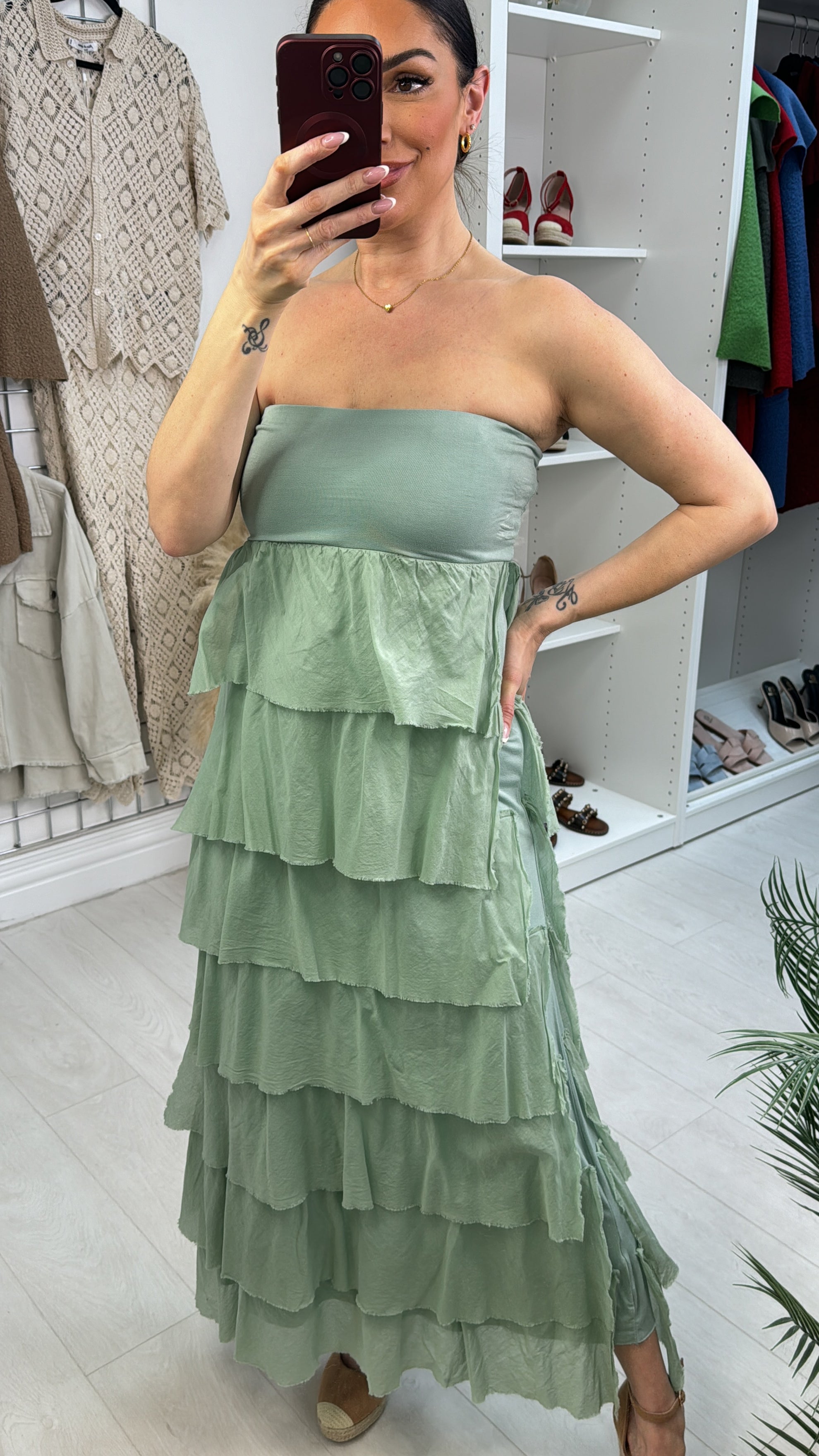 Martha Layered Bardot Ruffle Dress