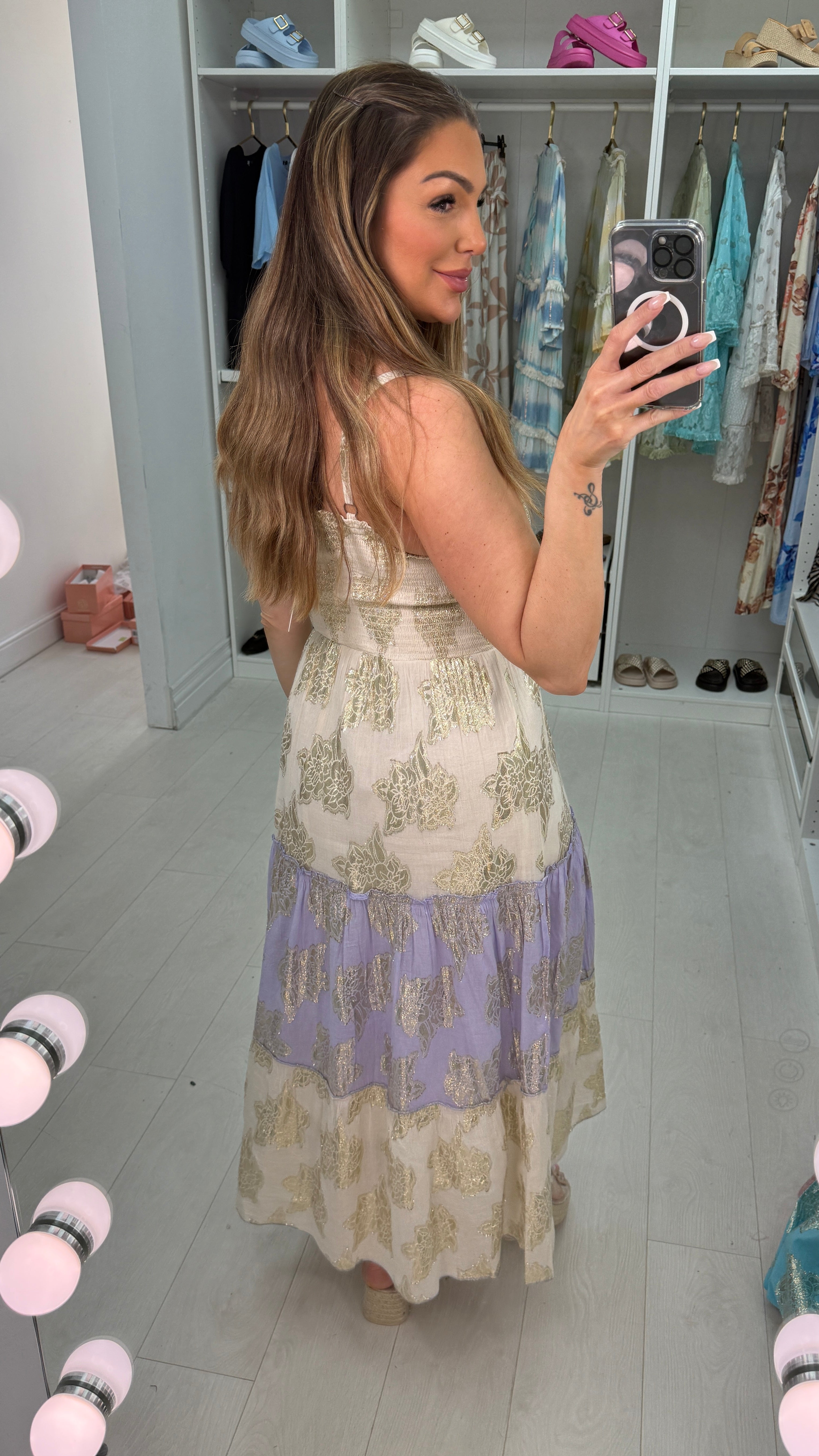 Brittany Gold Detail Elasticated Bust Maxi Dress