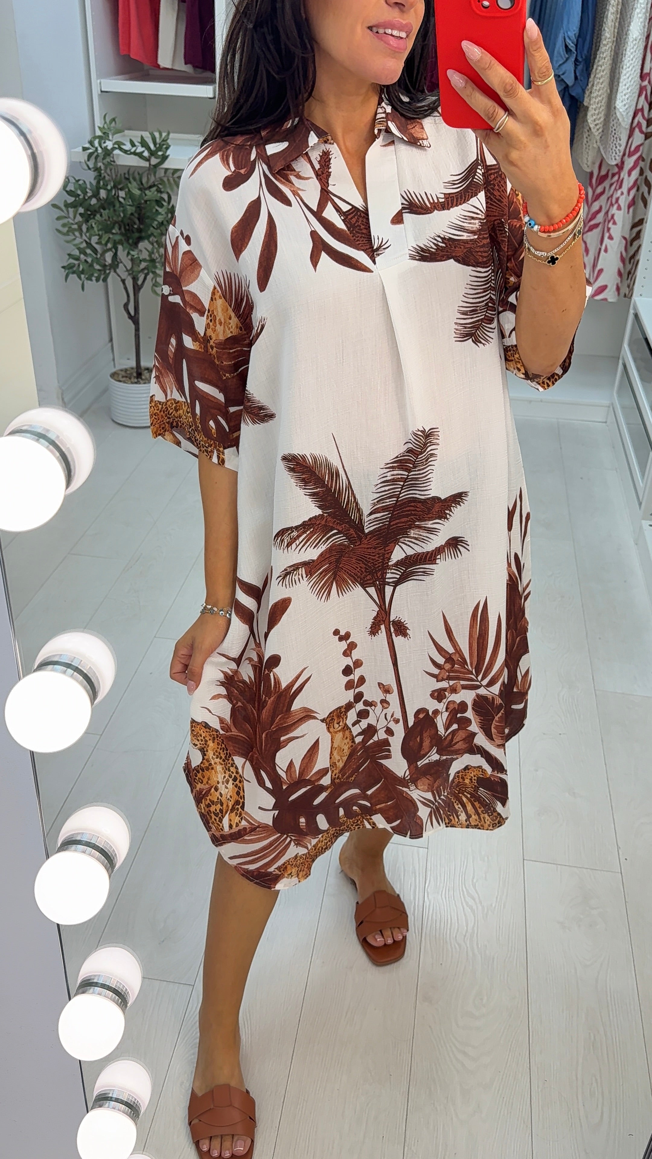 Maizy Jungle Print V Neck Midi Dress