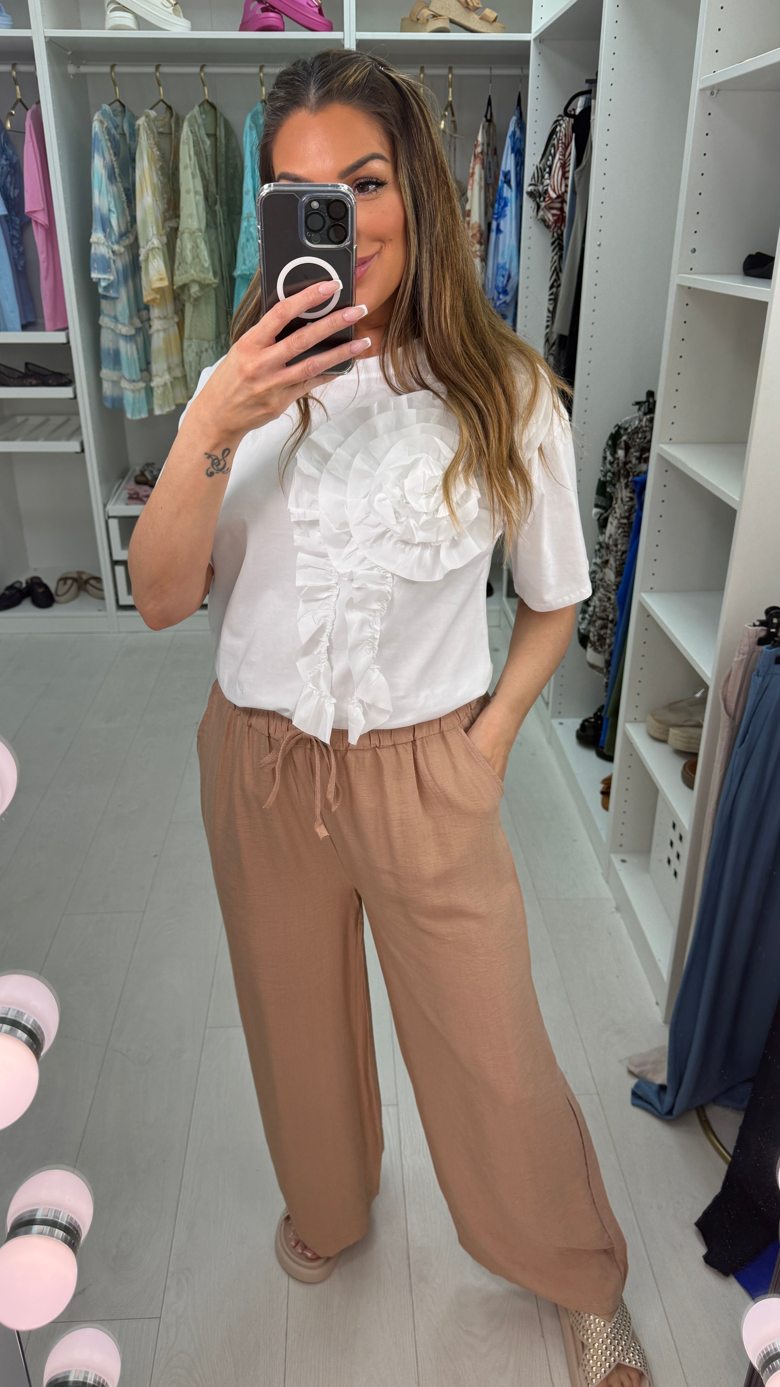 Wren Plain Elasticated Waist Loose Fit Trousers