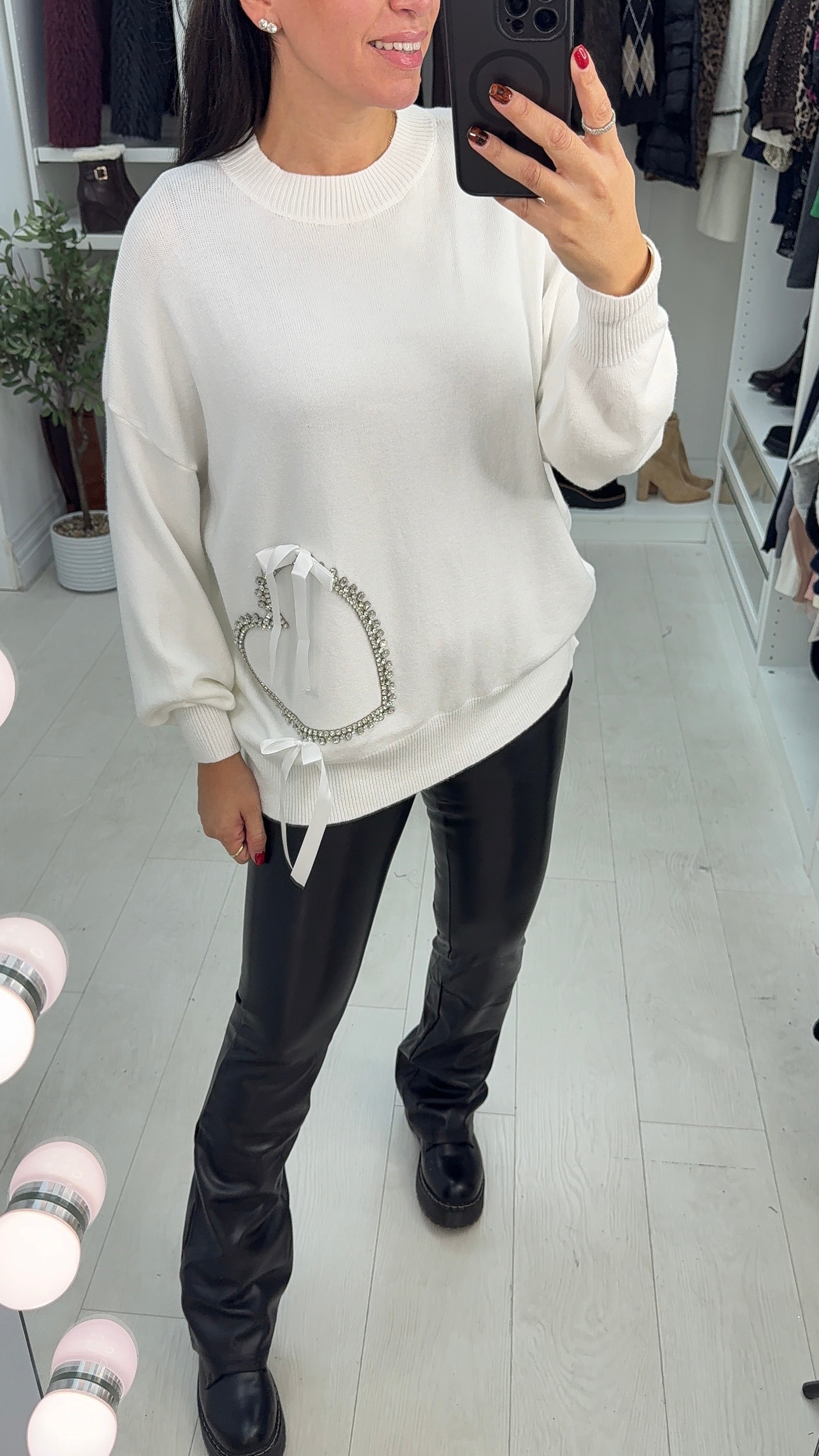 Nylana Embellished Heart Loose Fit Jumper