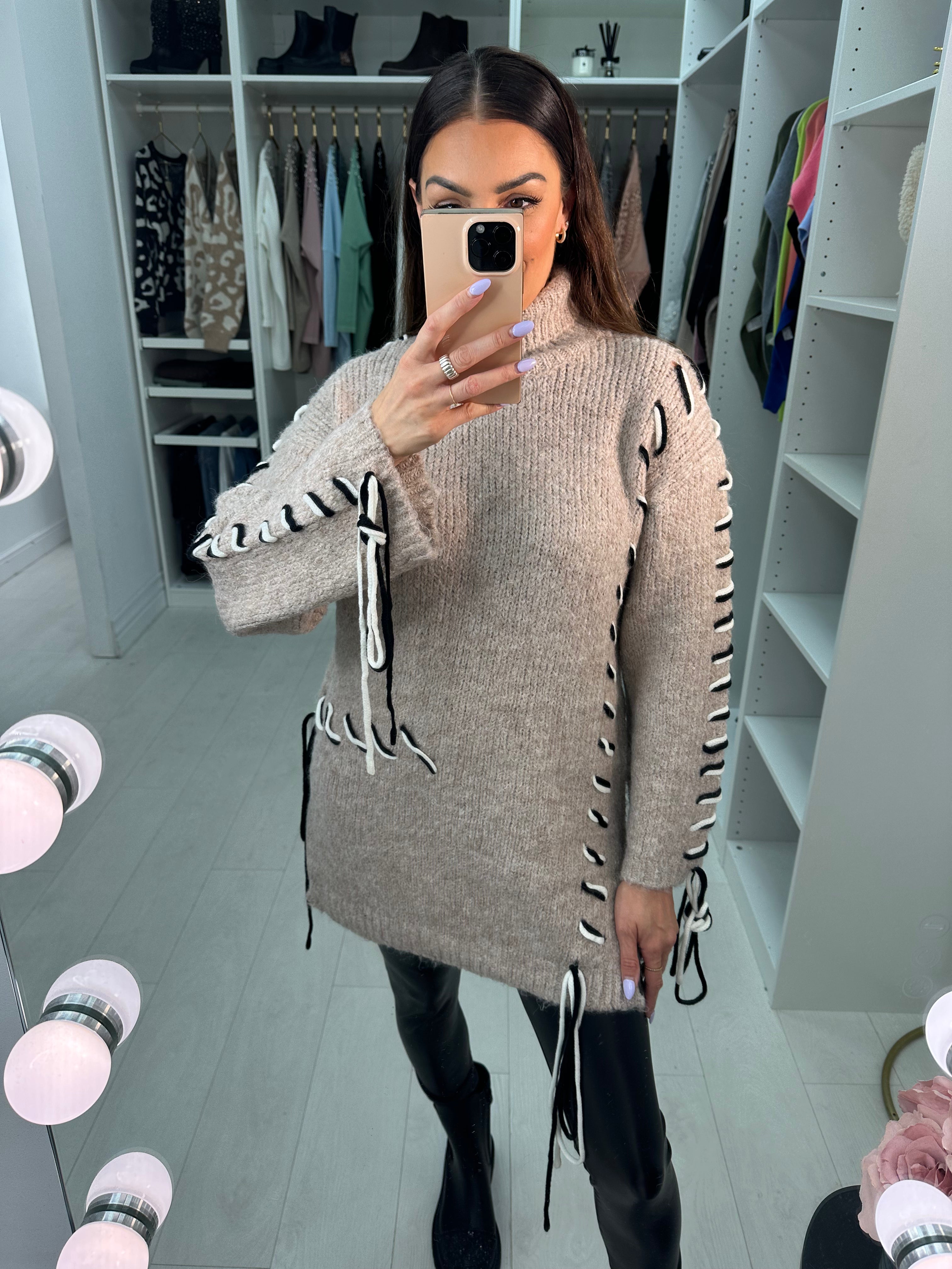 Debra Stitch Detail Roll Neck Knit Jumper