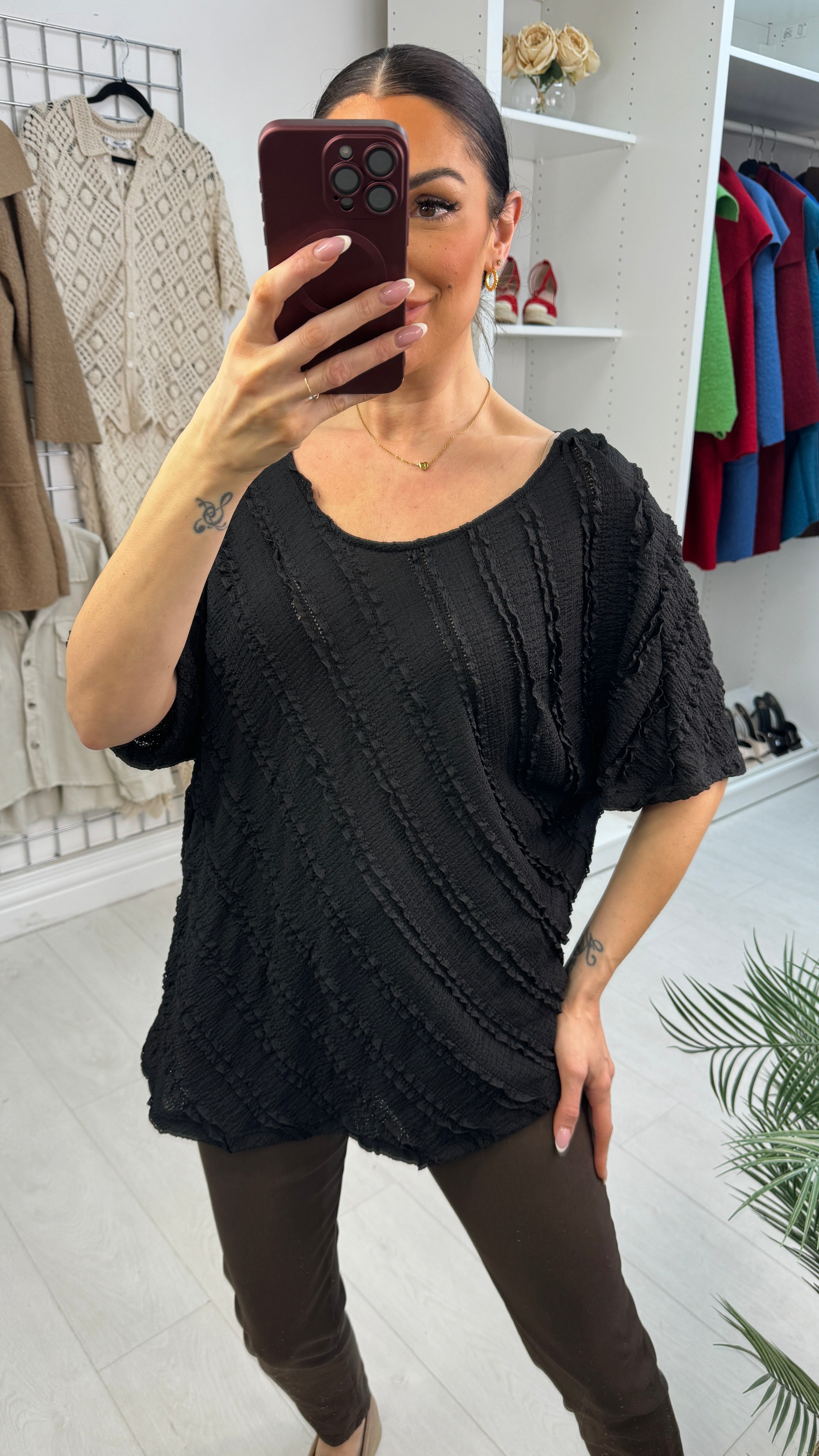 Davinia Ribbon Tie Back Ruffle Top