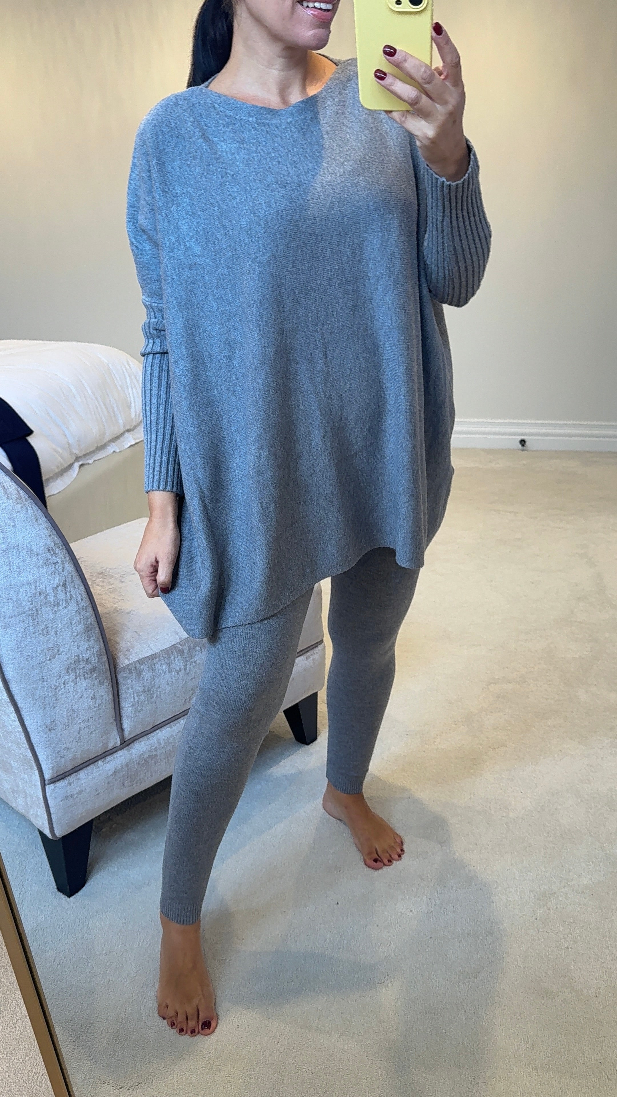 Hessa Plain Loose Fit Super Soft Knitted Loungewear Set