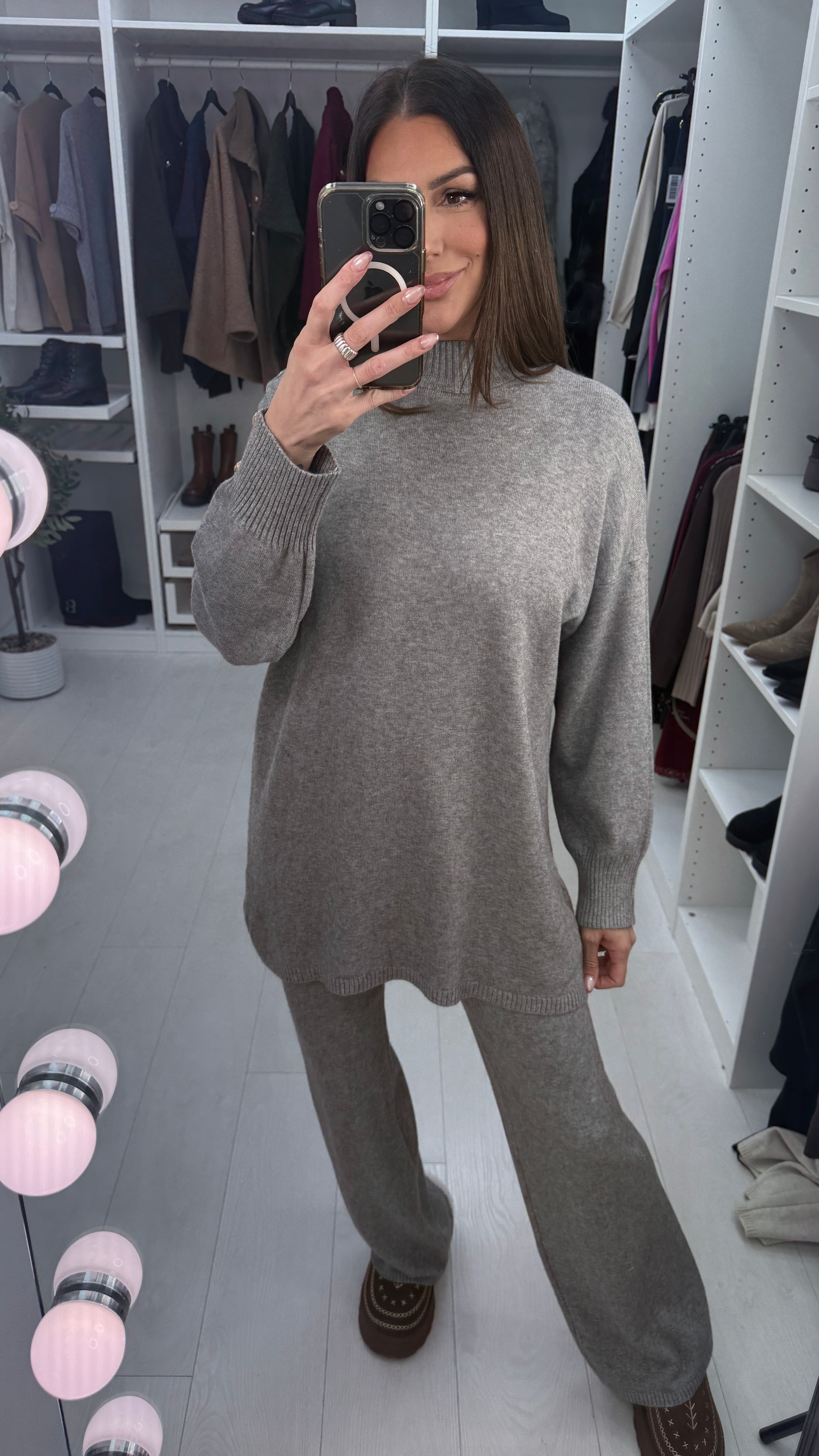 Layanna Plain Button Shoulder Detail Loungewear Set