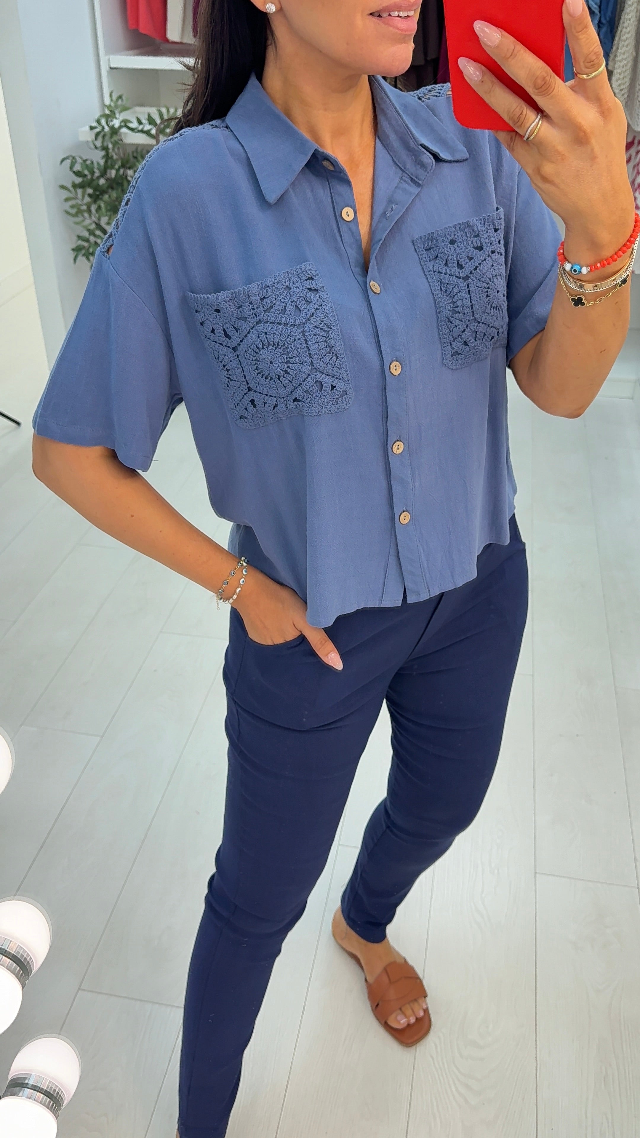 Elenna Crochet Detailed Shirt