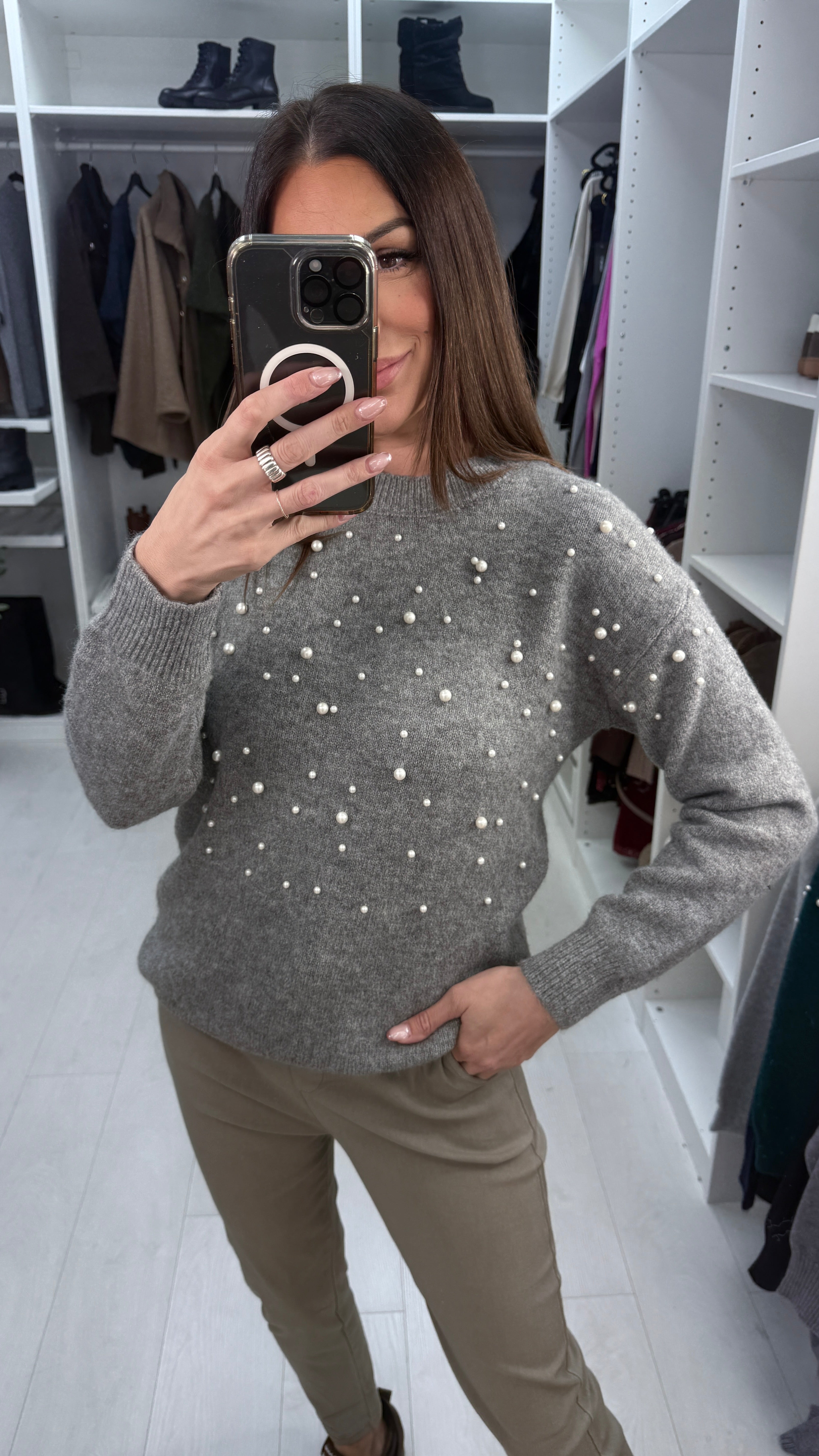 Inez Pearl Detailed Super Soft Jumper