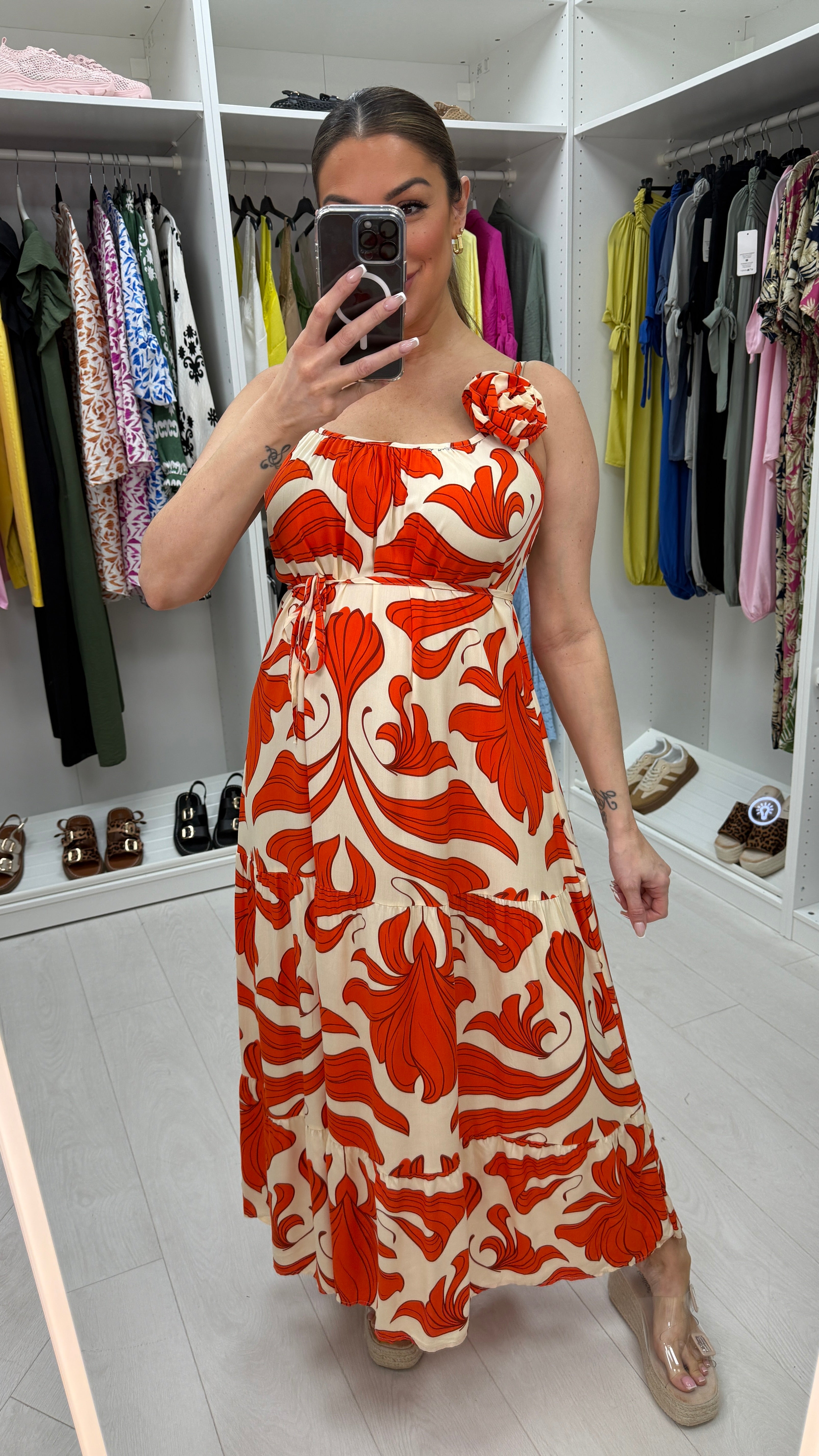 Evonna Brooch Detail Loose Fit Maxi Dress