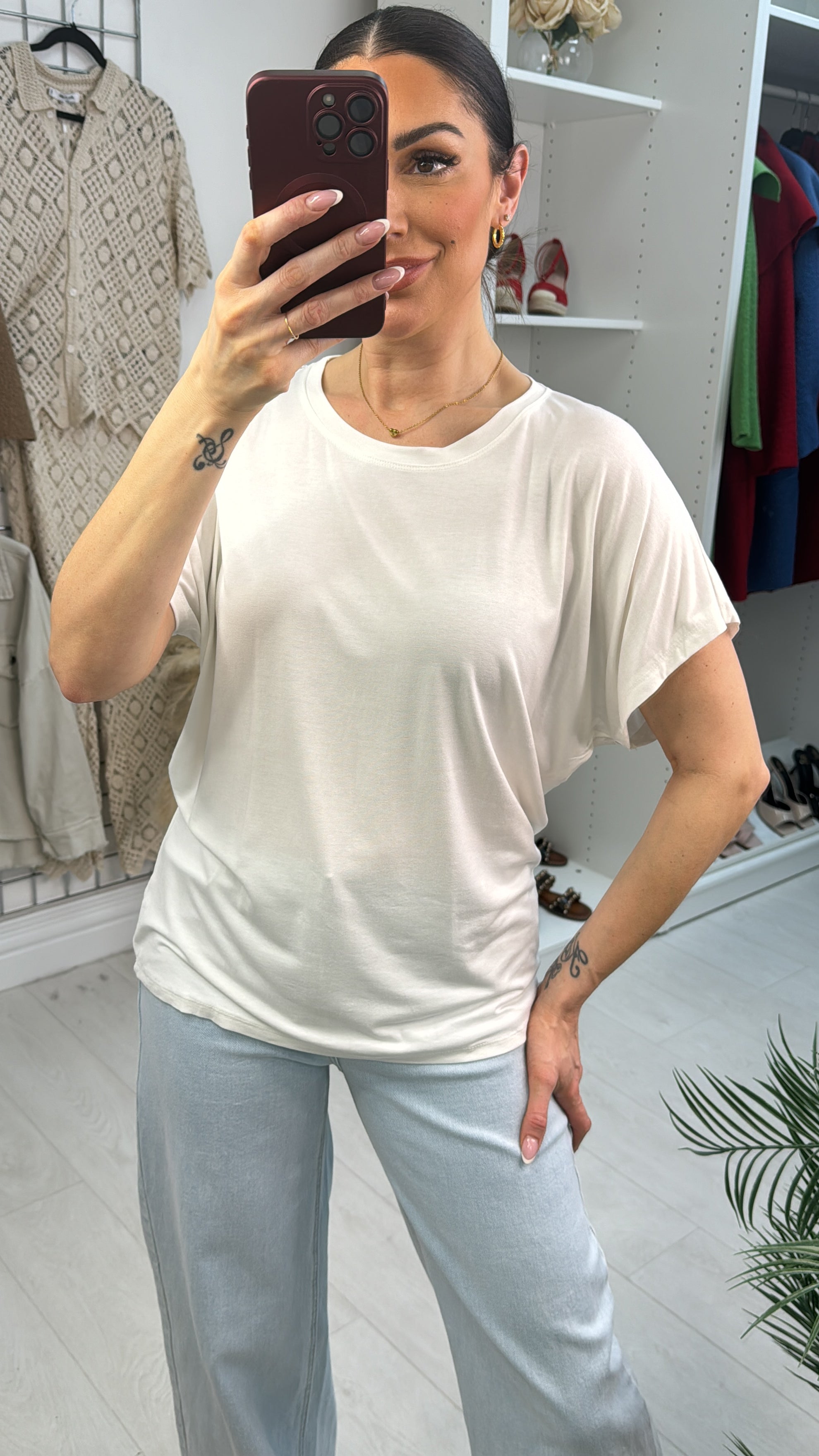 Felicia Plain Round Neck Short Sleeve T-Shirt