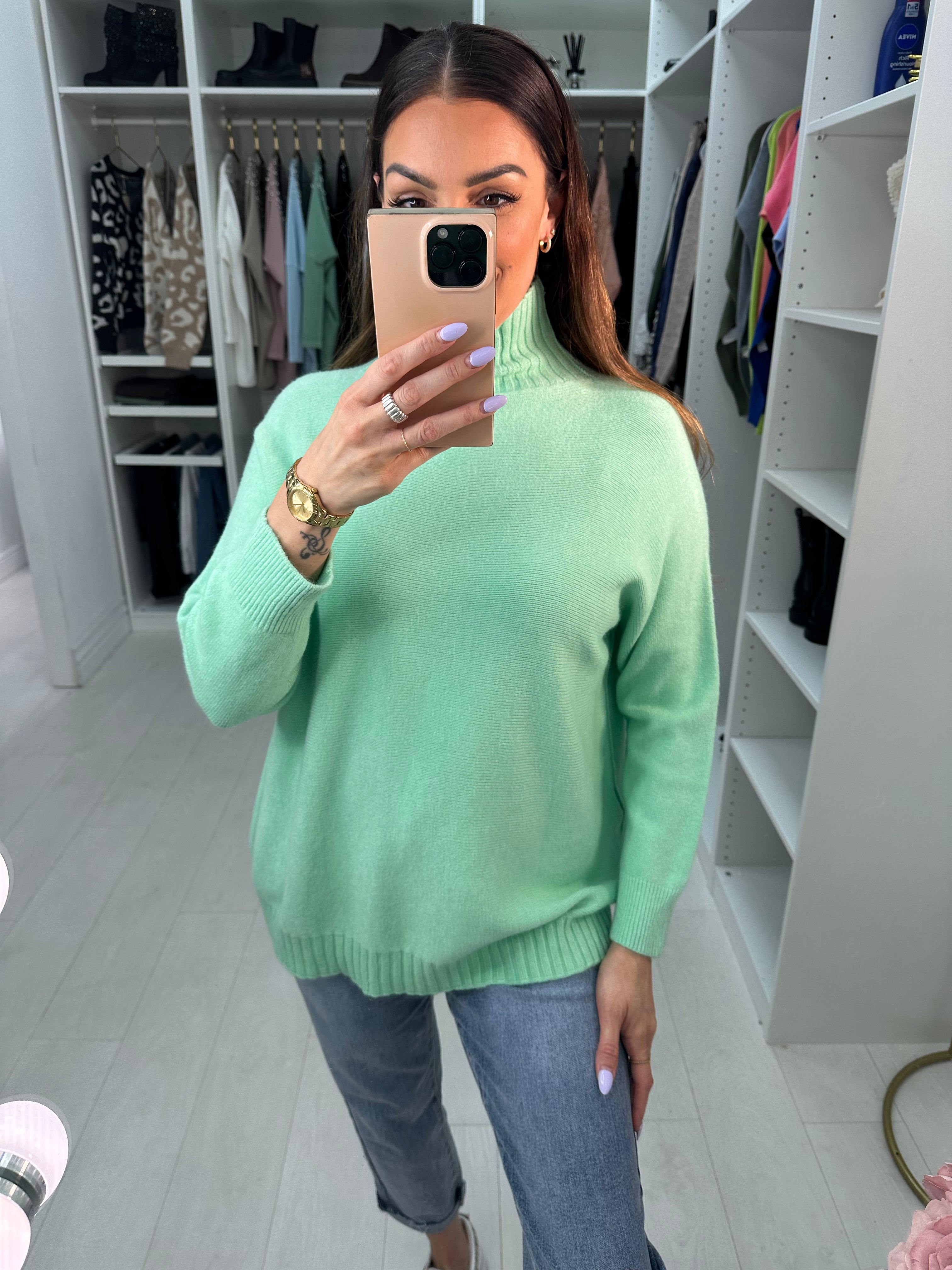 Layal Plain High Neck Jumper