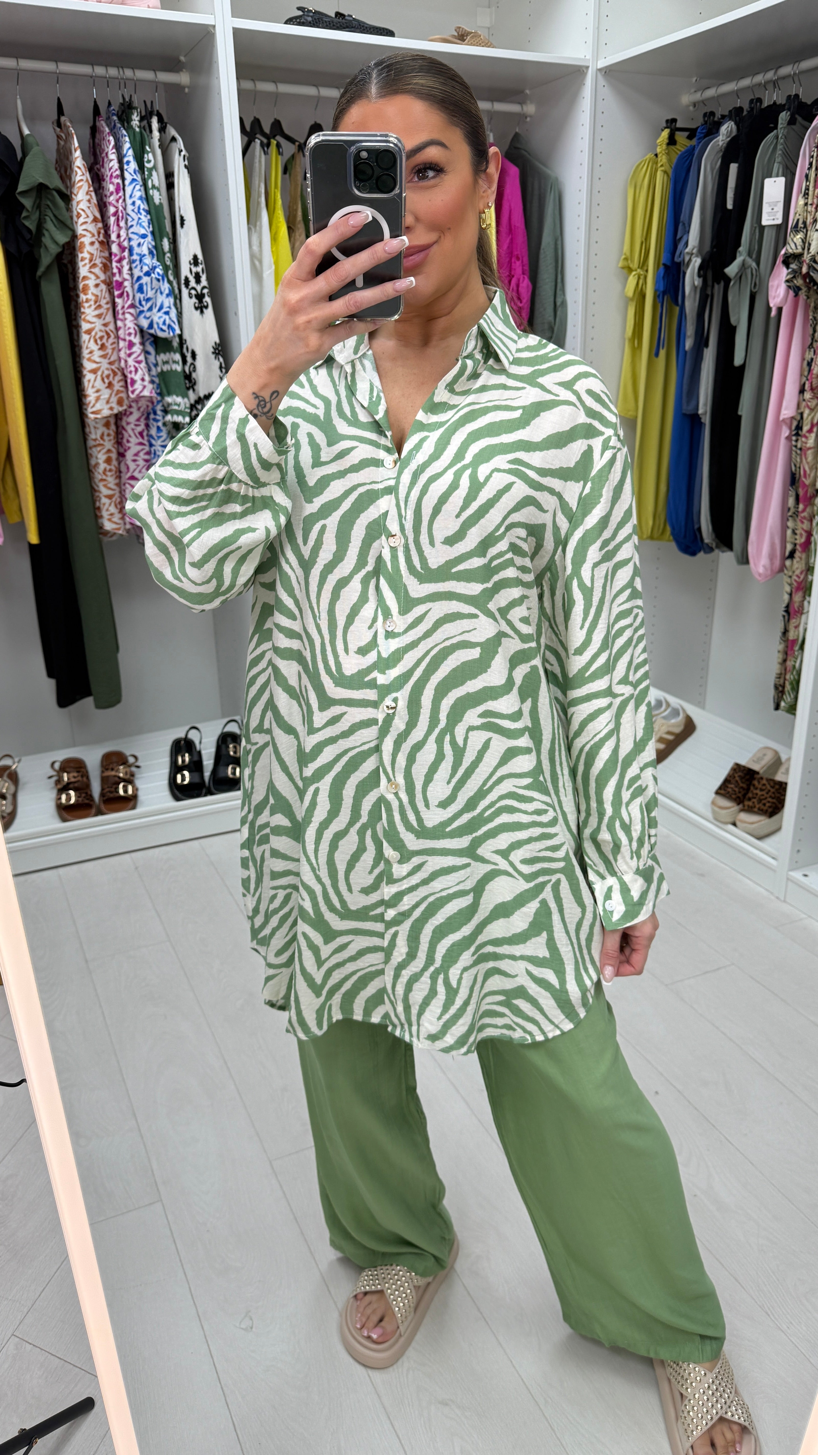 Agunia Zebra Print Oversized Shirt Co-Ord Set