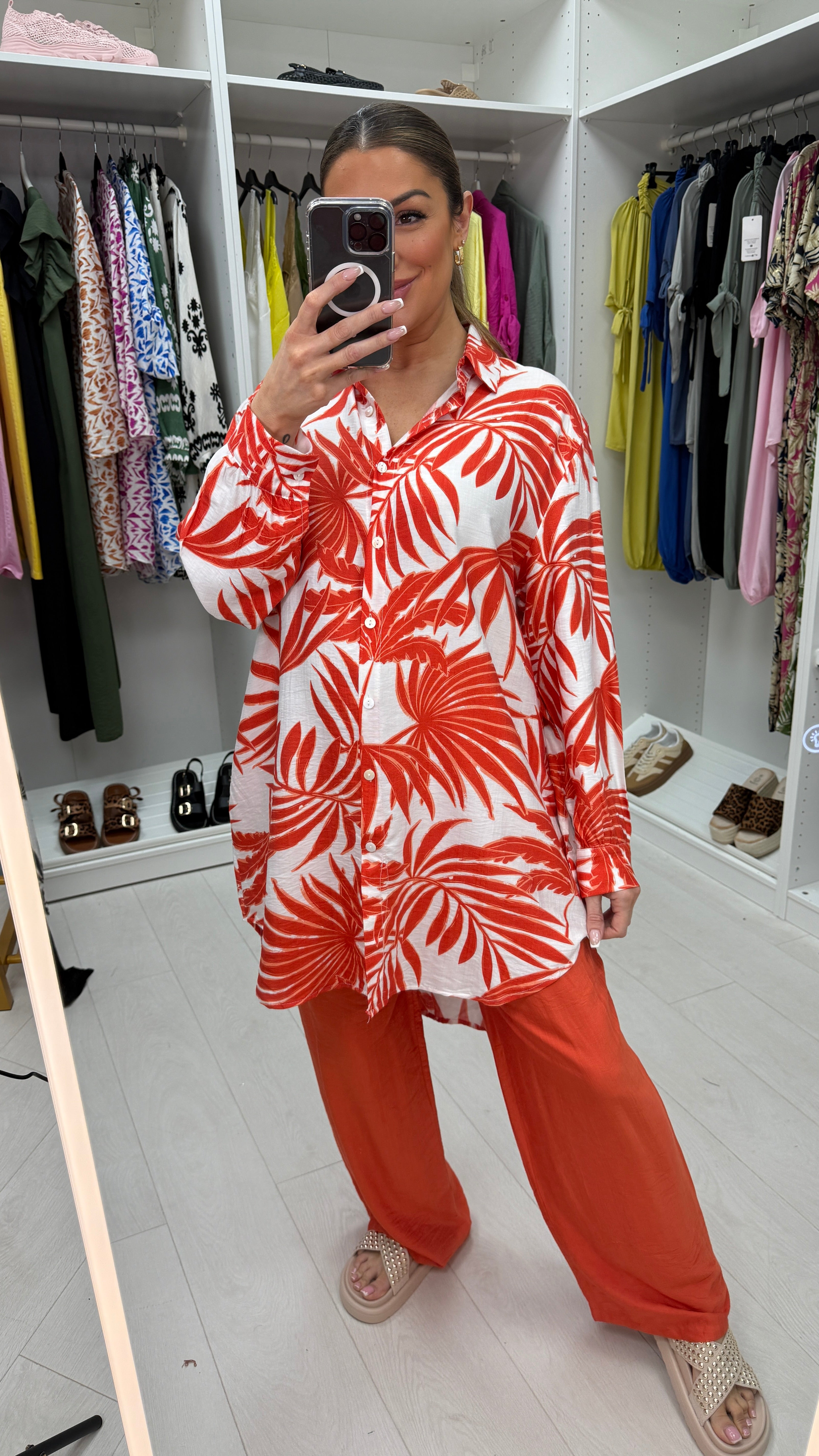 Nikita Palm Leaf Print Shirt Co-Ord Set