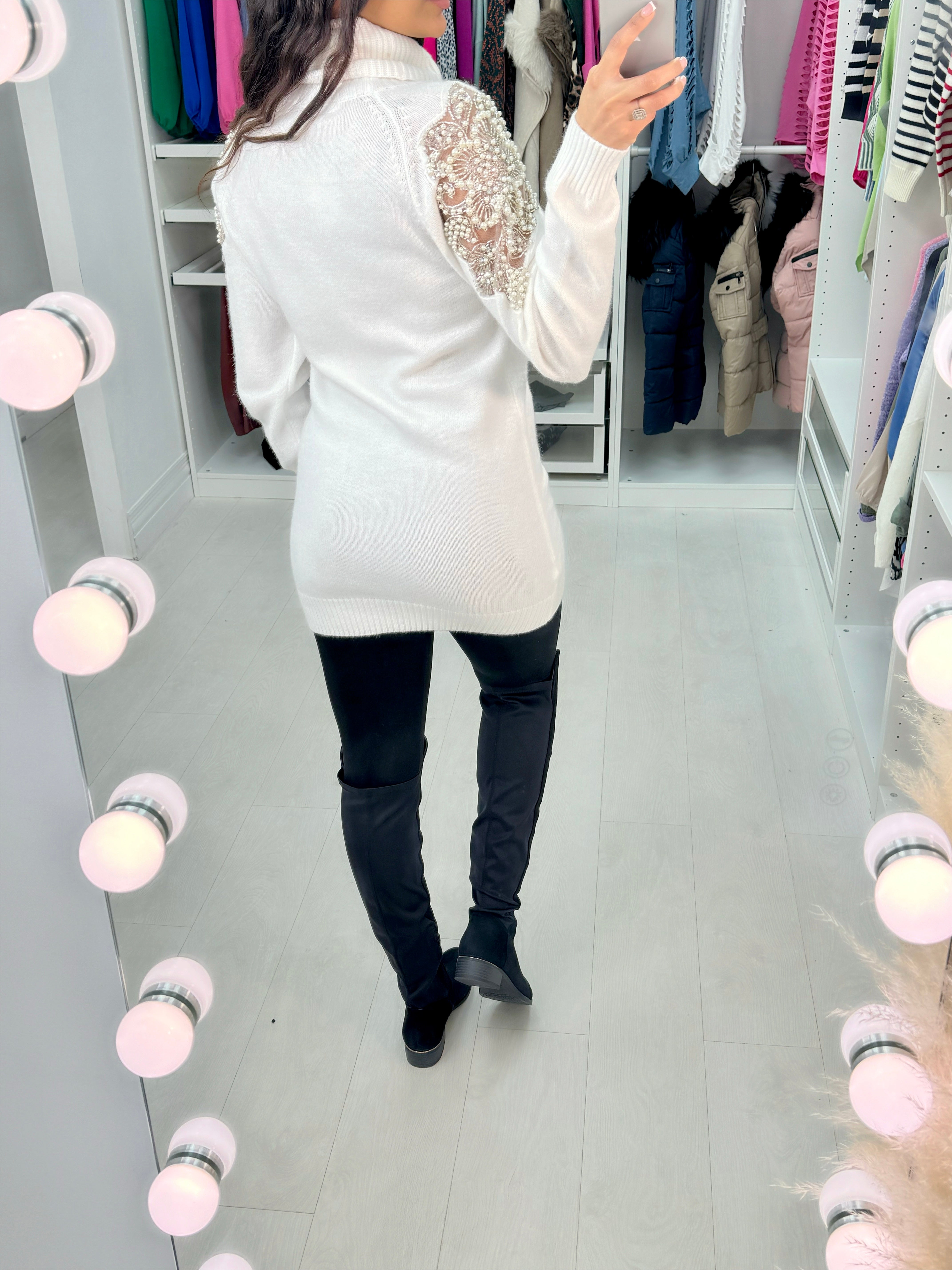 Layton White Roll Neck Knit Tunic