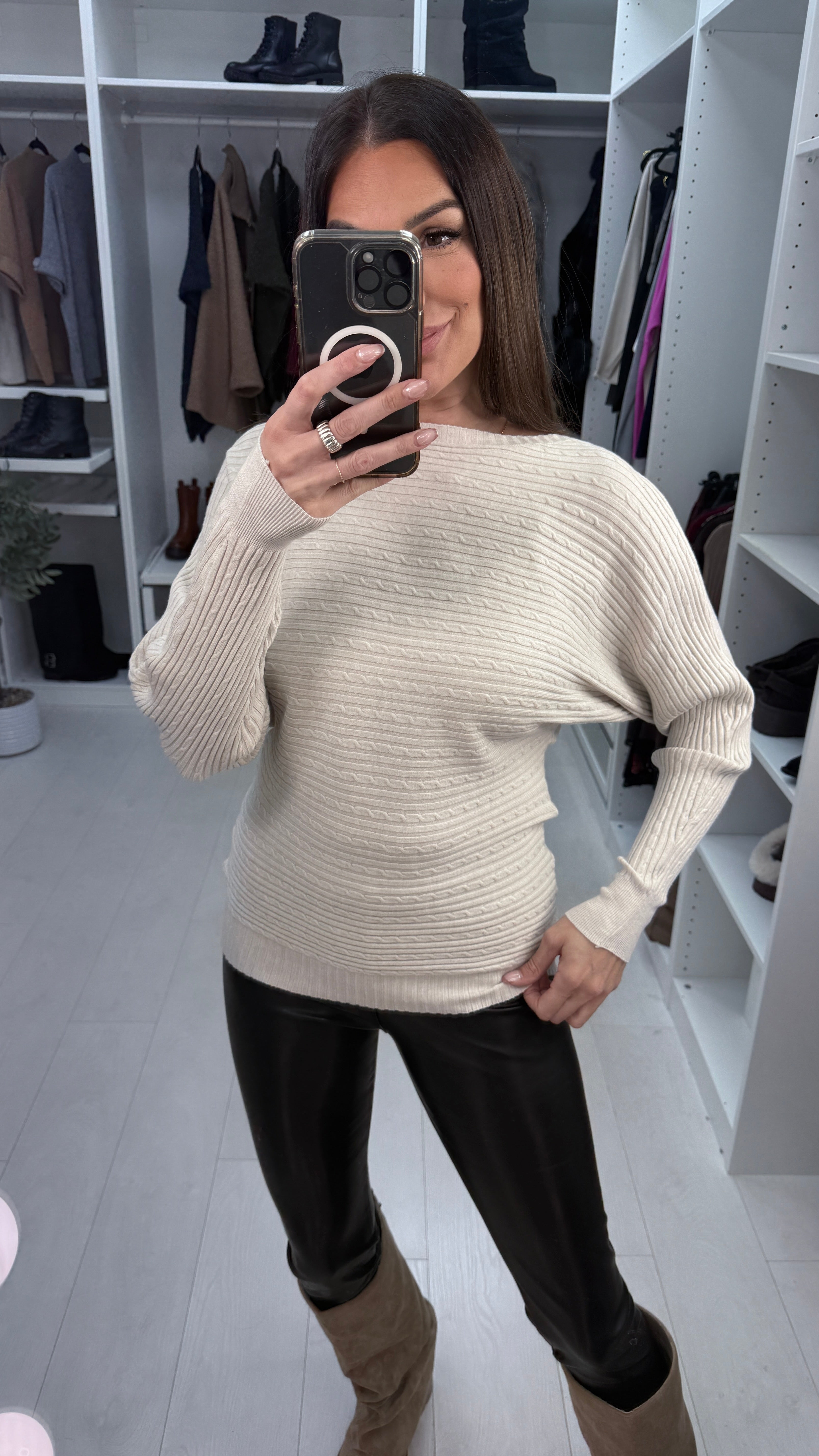 Rosana Plain Ribbed Batwing Jumper